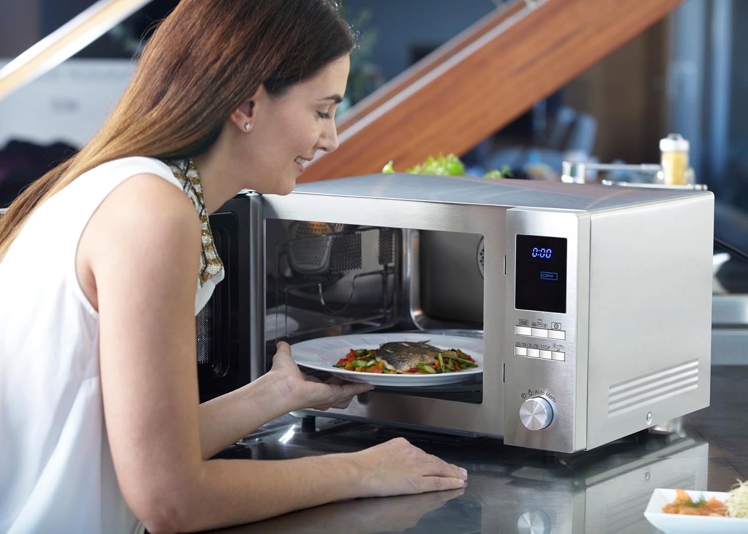 Sharp Home Appliances R-982STWE Comptoir Micro-onde combiné 42 L 1000 W Acier inoxydable