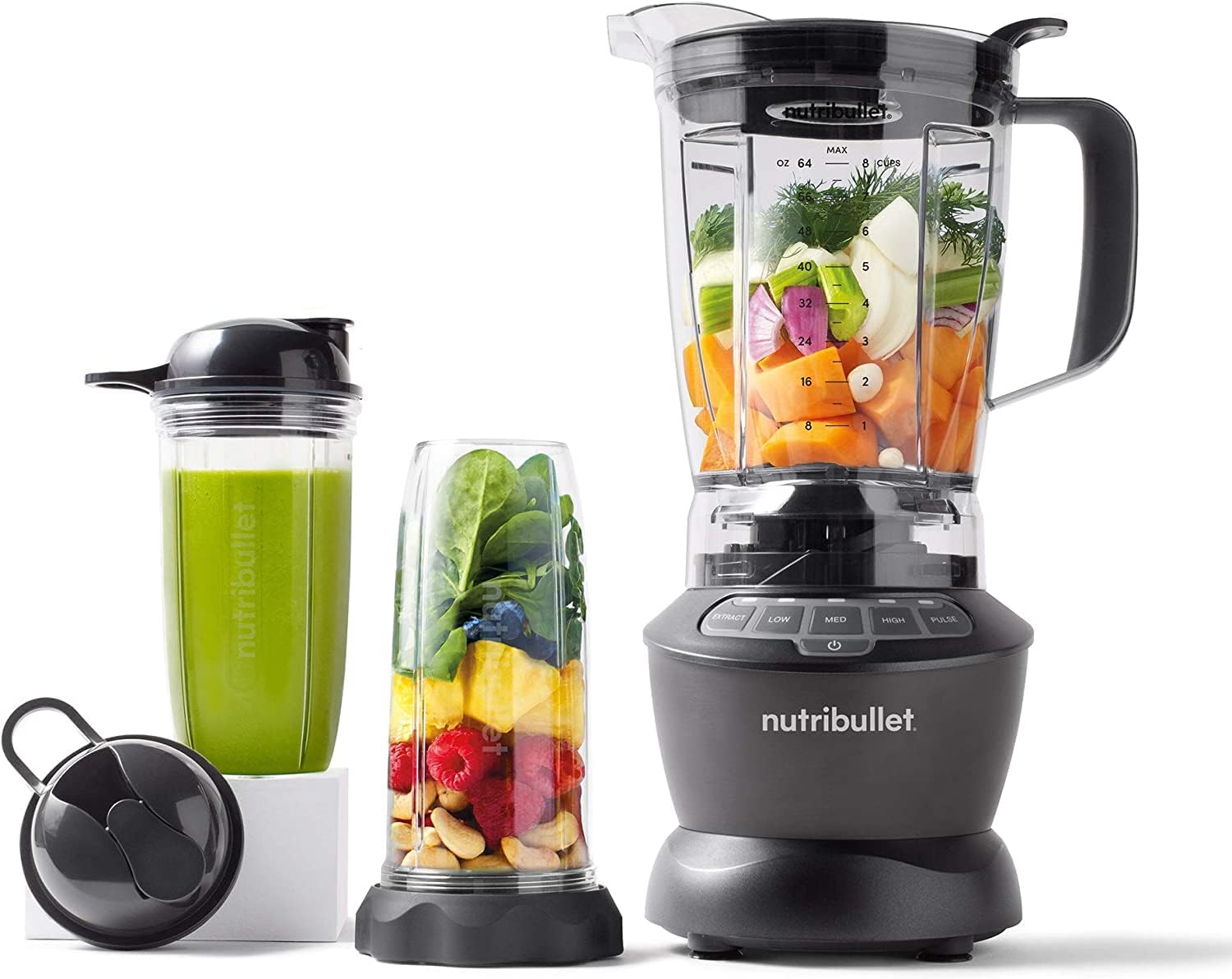 NutriBullet triple Prep System, mixeur électrique, blender multifonction, puissance 1500 watts, 3 appareils, noir, NBF580B