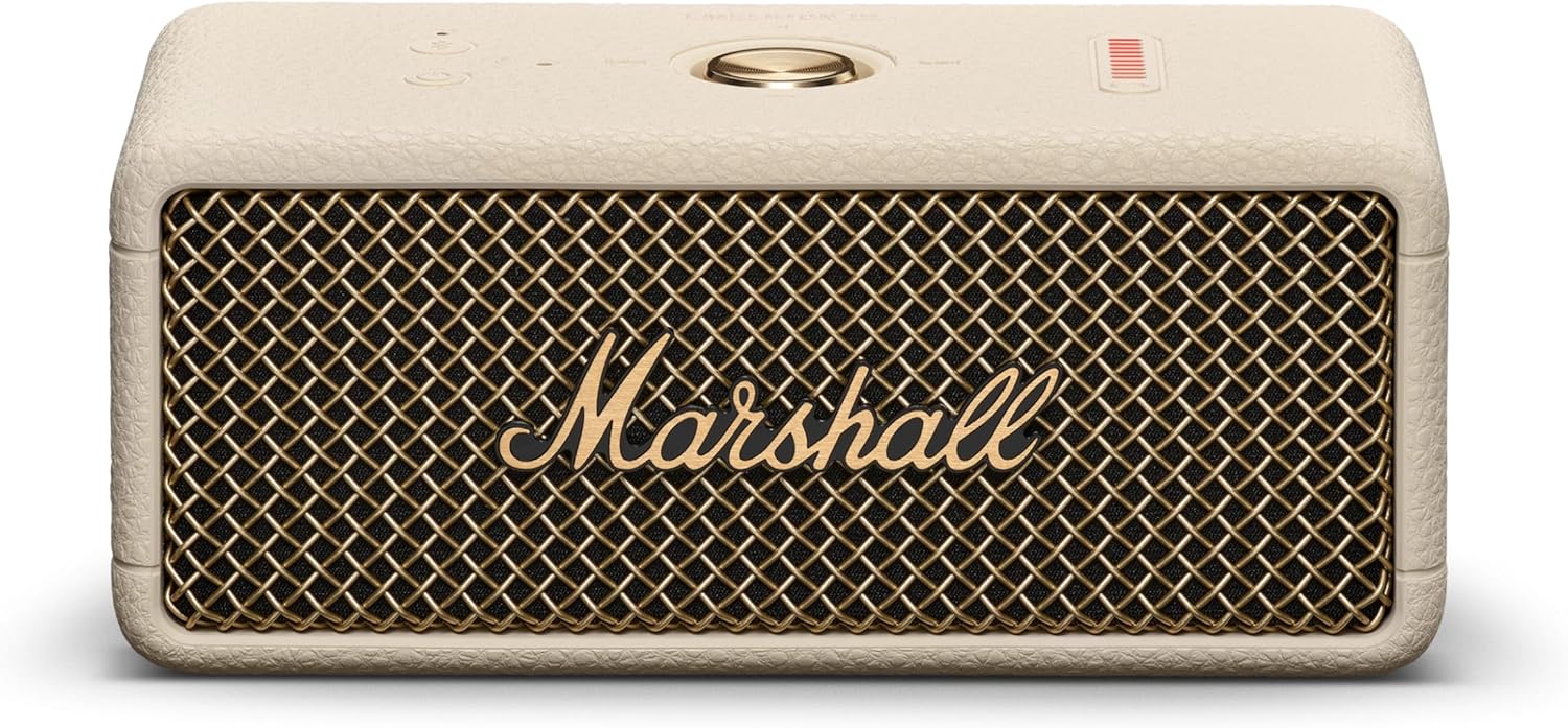 Marshall Emberton III Enceintes Bluetooth Portables, sans Fil, IP67 Résistant à la Poussière et à l'eau, Plus de 32 Heures de Lecture, Charge Rapide - Noir & Laiton