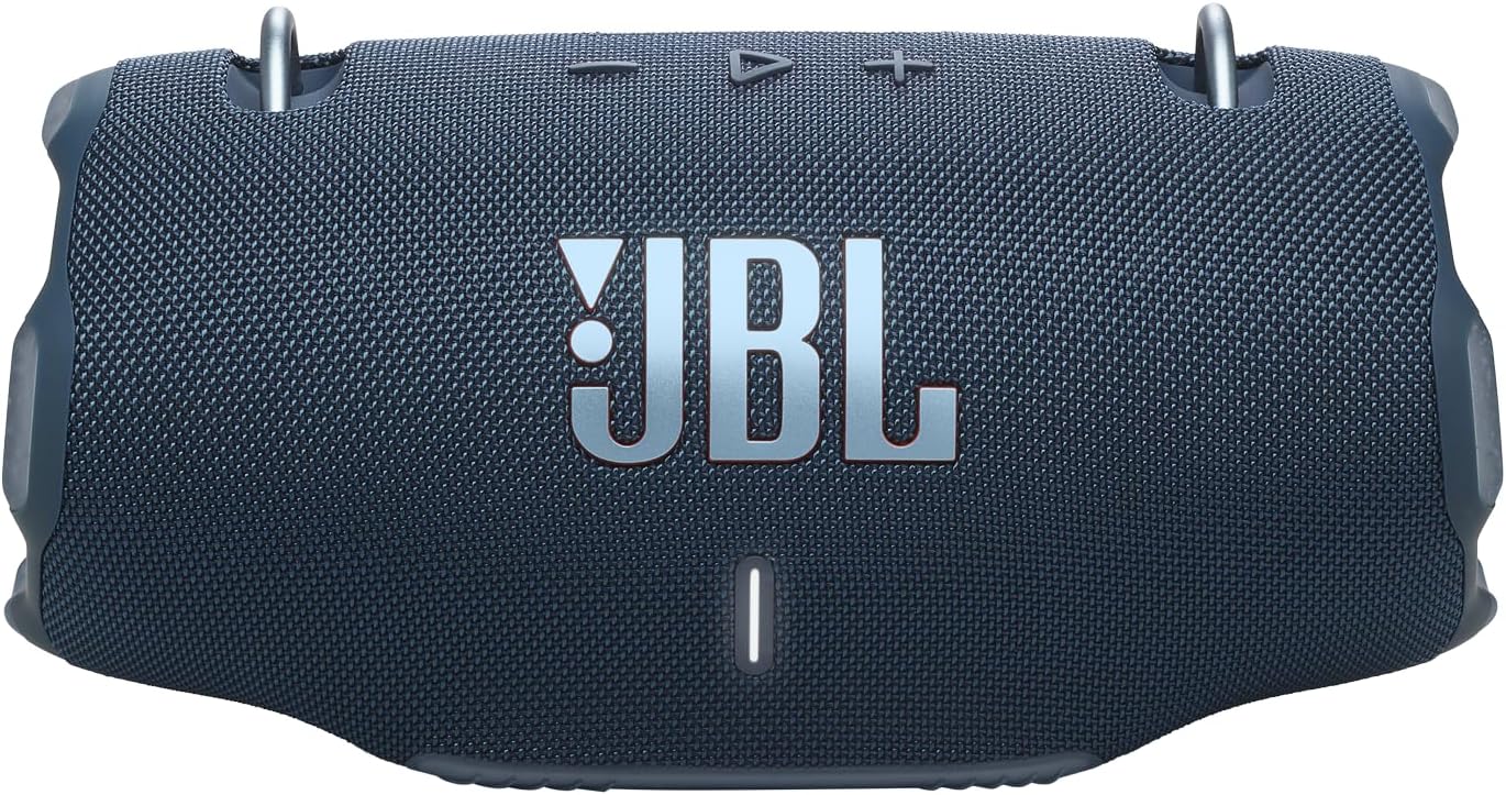 JBL Xtreme 4, Enceinte portable Bluetooth avec son JBL Pro, jusqu'à 24h d'autonomie, Recharge rapide, Étanche indice IP67, bandoulière incluse, bleu, Prise européenne (Type C)