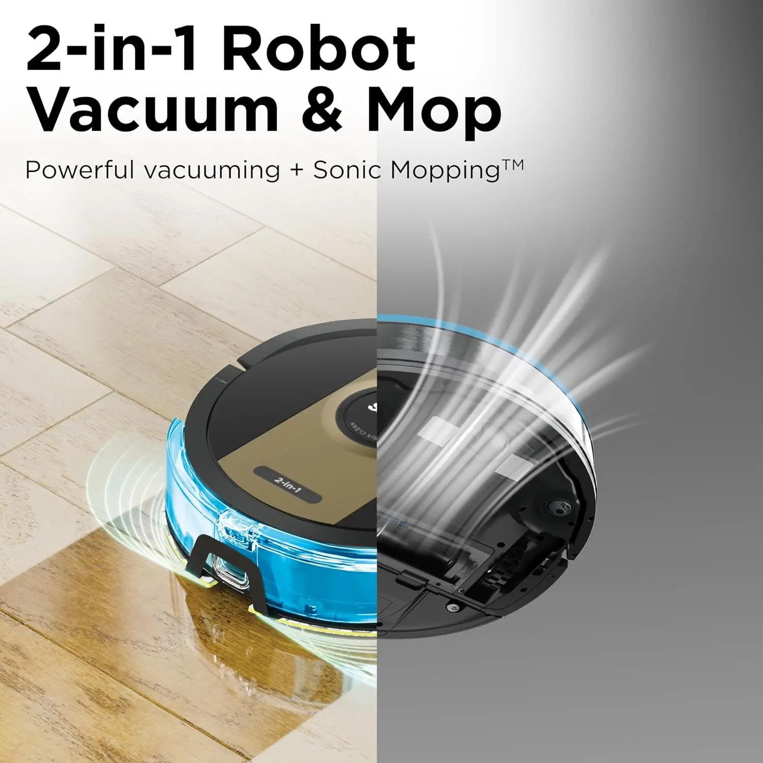 Shark RV2410WD IQ 2-in-1 Robot Vacuum and Mop with Row-by-Row Cleaning, Perfect for Pet Hair, Compatible with Alexa, Black/Bronze, Black/Gold, No Self-Empty Base