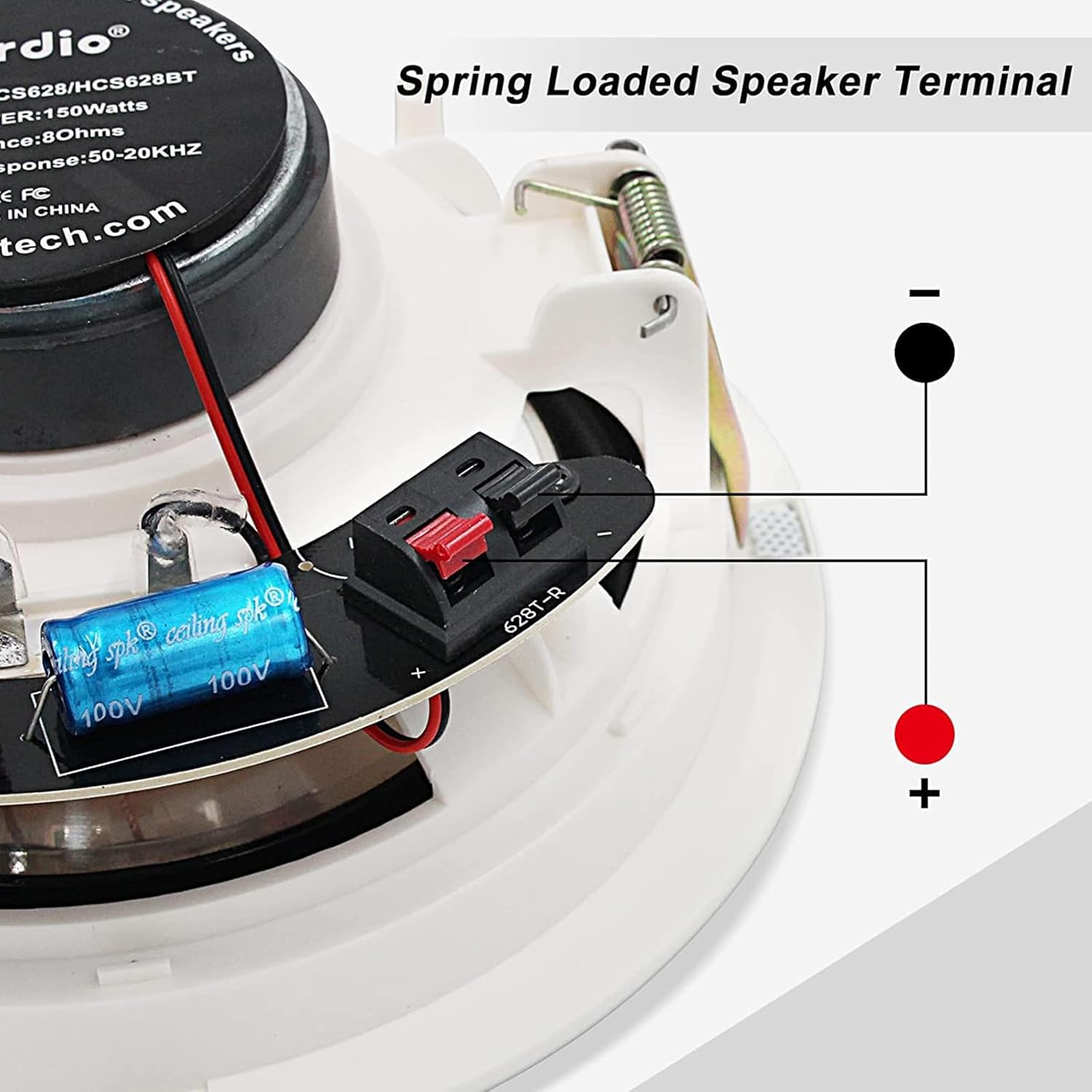 Herdio 6,5 Pouces Enceintes Plafond Bluetooth 300 Watts Haut-parleurs de Plafond Parfait pour, Cuisine, Chambre, Salle de Bain, terrasse Couverte(4 Haut-parleurs)