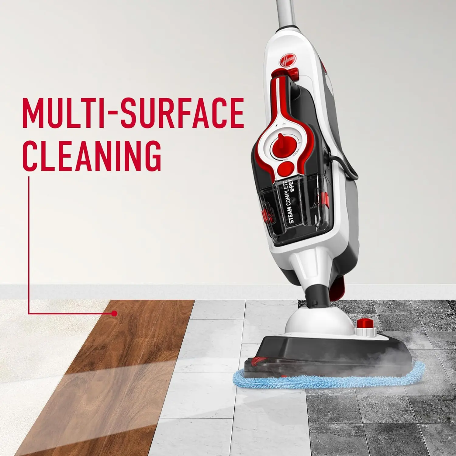 Hoover Steam Complete Pet Steam Mop, with Multi-Purpose Cleaning Tools, for Tile and Hard Floor, Removable Handheld Steamer, Steam Cleaner, WH21000, White