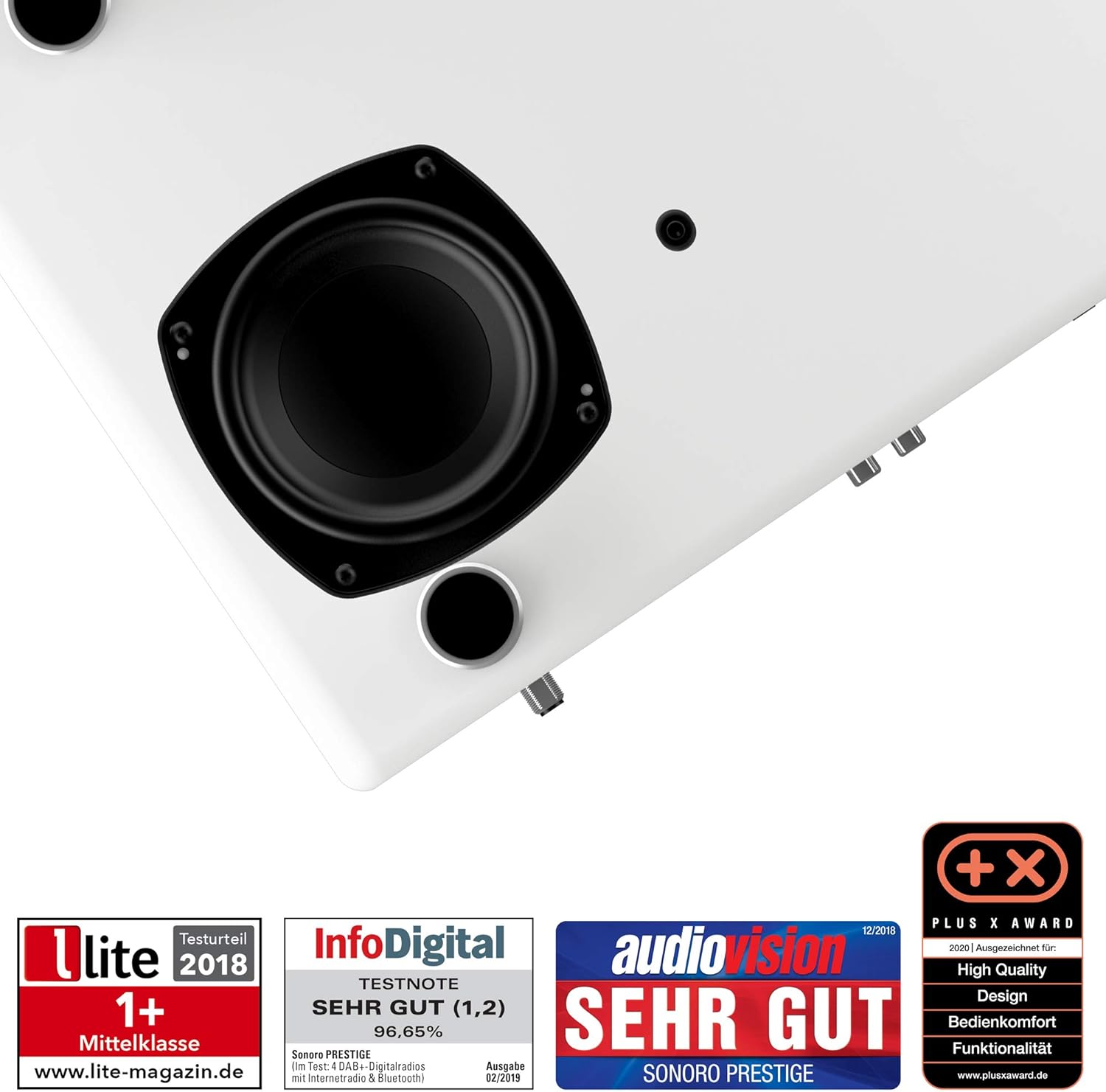 sonoro Prestige Chaîne Hi-FI (Radio FM/Dab+/Internet, Lecteur CD, AUX, Bluetooth, Deezer, Spotify) Argent