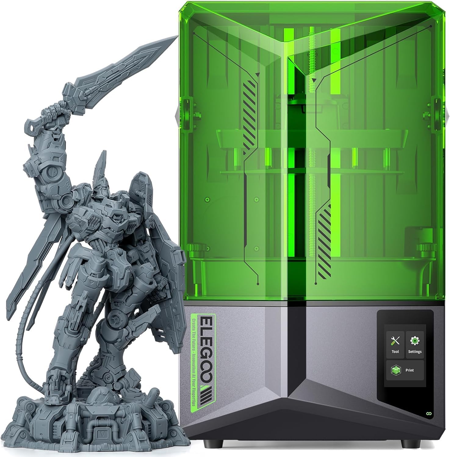 ELEGOO Saturn 4 Ultra Imprimante 3D Résine, LCD Mono 12K de 10 Pouces, Haute Vitesse de 150 mm/h, Nivellement Automatique et Intelligente, Transfert WiFi, Taille d'impression 218,88x122,88x220 mm³