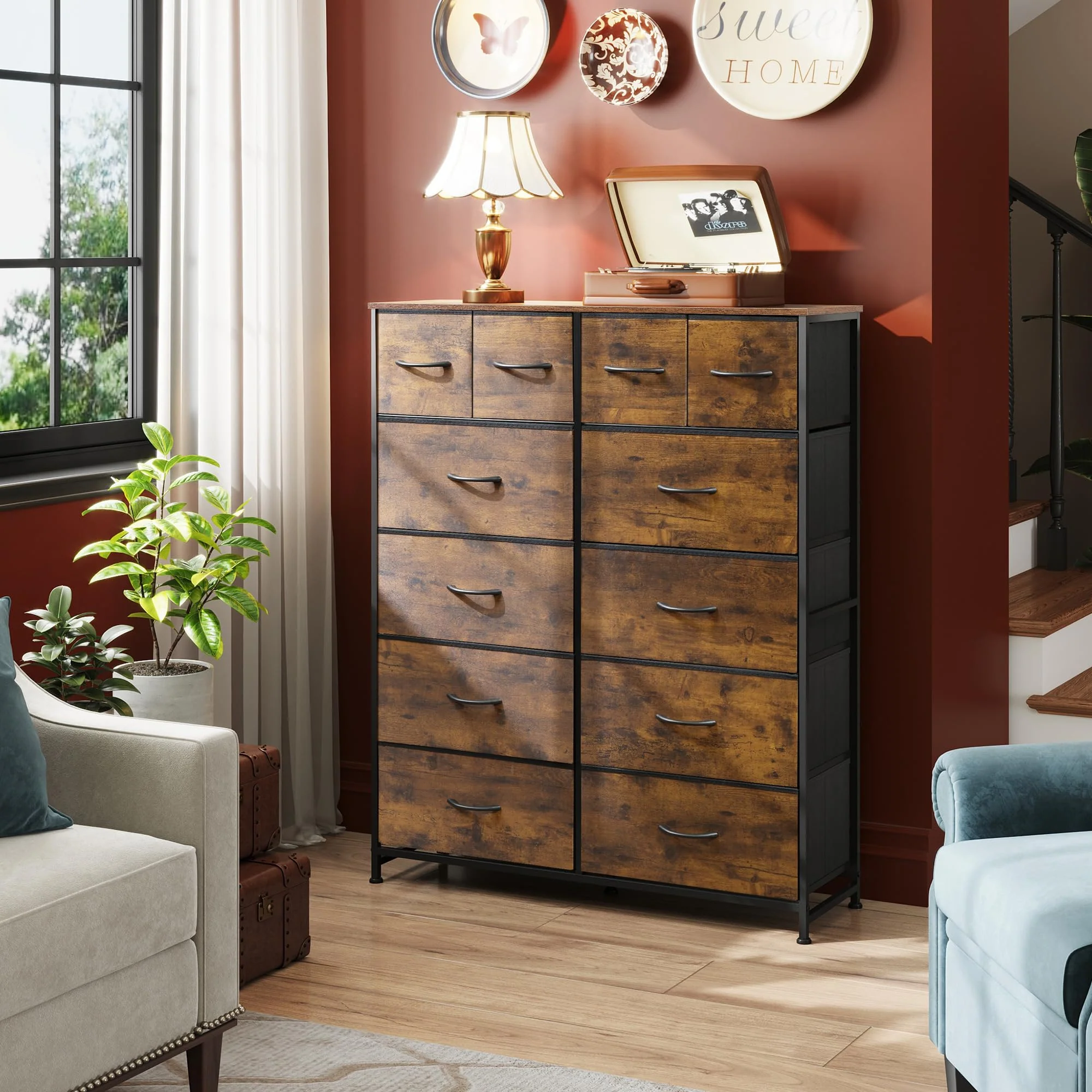 WLIVE Tall Dresser for Bedroom with 12 Drawers