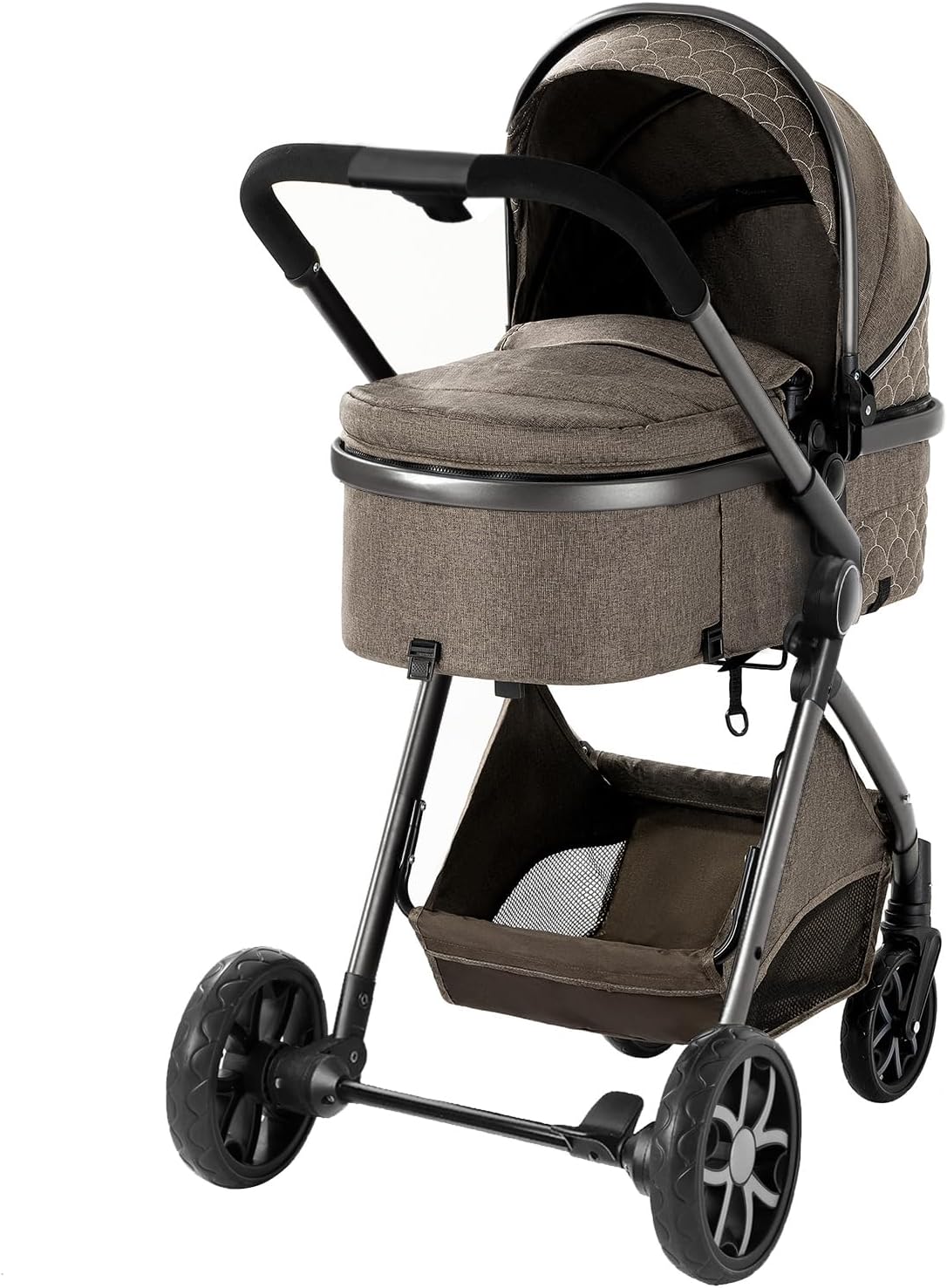NADDLILY Poussette 3 en 1, Poussette Bebe avec Conception Portable Pliable en Un Clic, Pousette 3 en 1 avec Poussée Réversible Bidirectionnelle, Poussette Canne avec Accessoires (V9 Black)