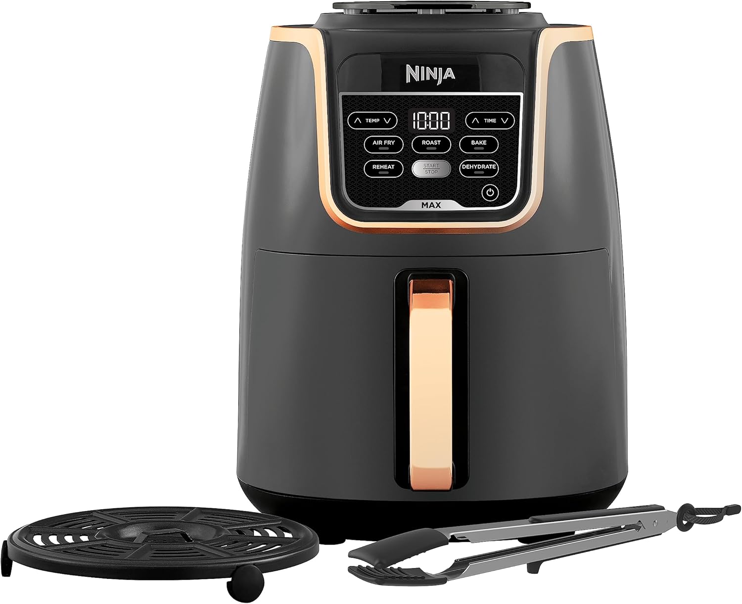 Ninja Foodi FlexDrawer Dual Zone Heißluftfritteuse, Airfryer mit 10,4-Fach und herausnehmbarem Trenner, Antihaftbeschichtung, spülmaschinenfester Korb, 7-in-1, Schwarz & Kupfer, AF500EUCP