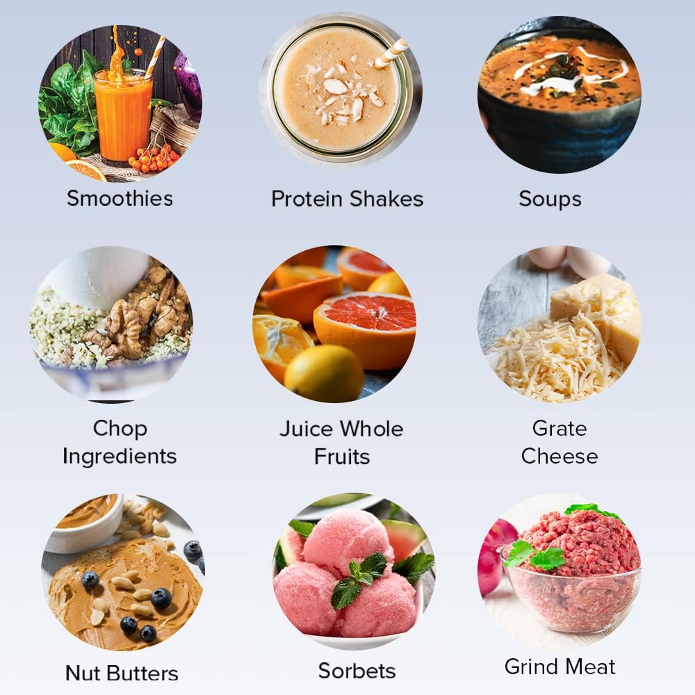 NuWave Moxie Commercial Blender, Smoothie Blender with 2.5HP Motor, Professional Grade, Self-Cleaning - 6 presets & 10 Speed Settings for Shakes, Smoothies, Nut Butters, Crushed Ice,Black, Grey