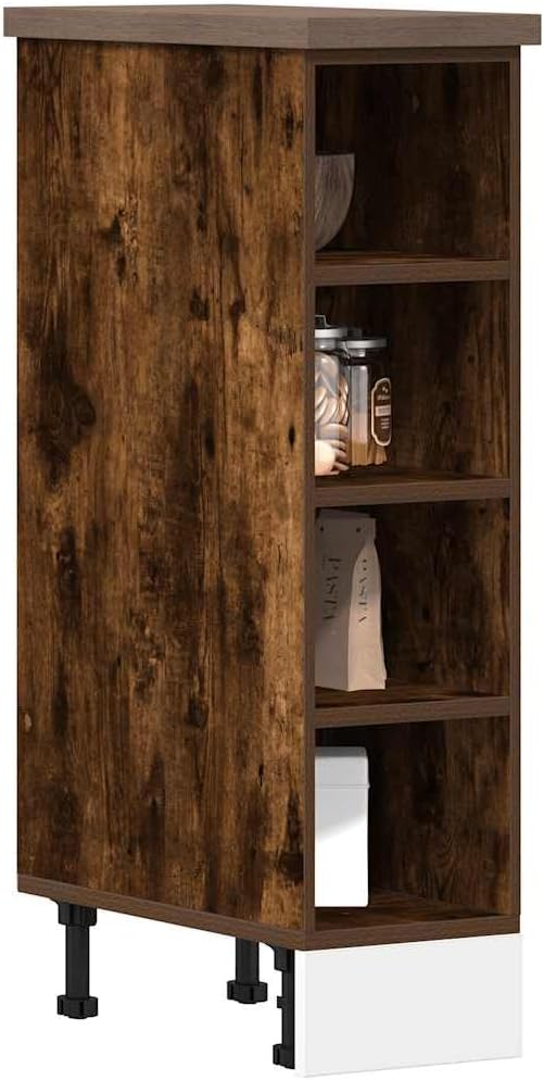 vidaXL Armoire à Micro-Ondes Placard Armoire de Rangement Meubles de Cuisine avec 4 Etagères Intérieur Maison Gris Béton 60x57x207 cm Aggloméré