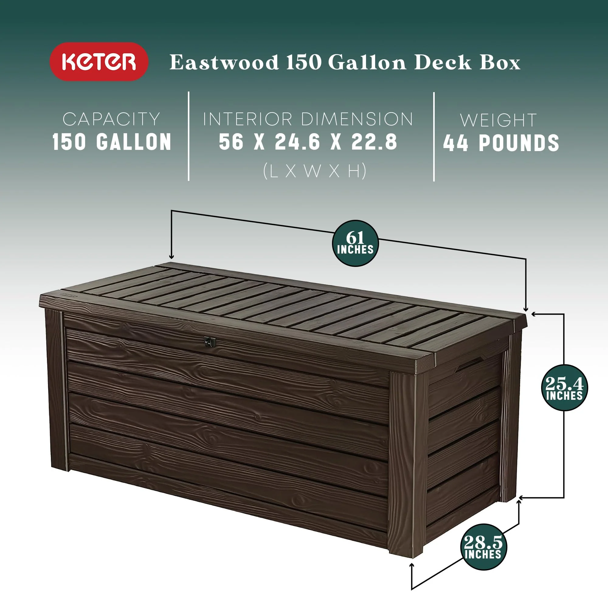 Keter Westwood 150 Gallon Plastic Outdoor Storage Deck Box