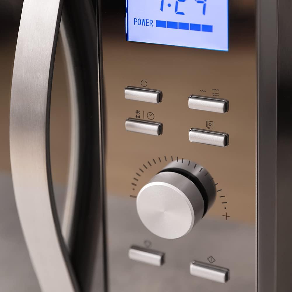 Cecotec Four à micro-ondes ProClean 9110 FullINOX avec grill 1000 W, 30 litres, 5 niveaux de puissance, 8 programmes, minuterie de 60 minutes, revêtement Ready2Clean, design avant miroir