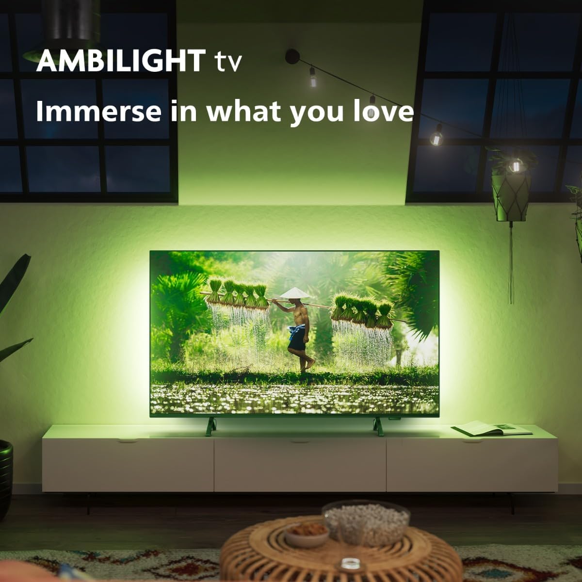 Philips Ambilight 43PUS8109 Smart TV LED 4K - Écran 43 Pouces avec Plate-Forme Pixel Precise Ultra HD, Titan OS et Son Dolby Atmos, Fonctionne avec l’Assistant Vocal Alexa et Google - Chrome satiné