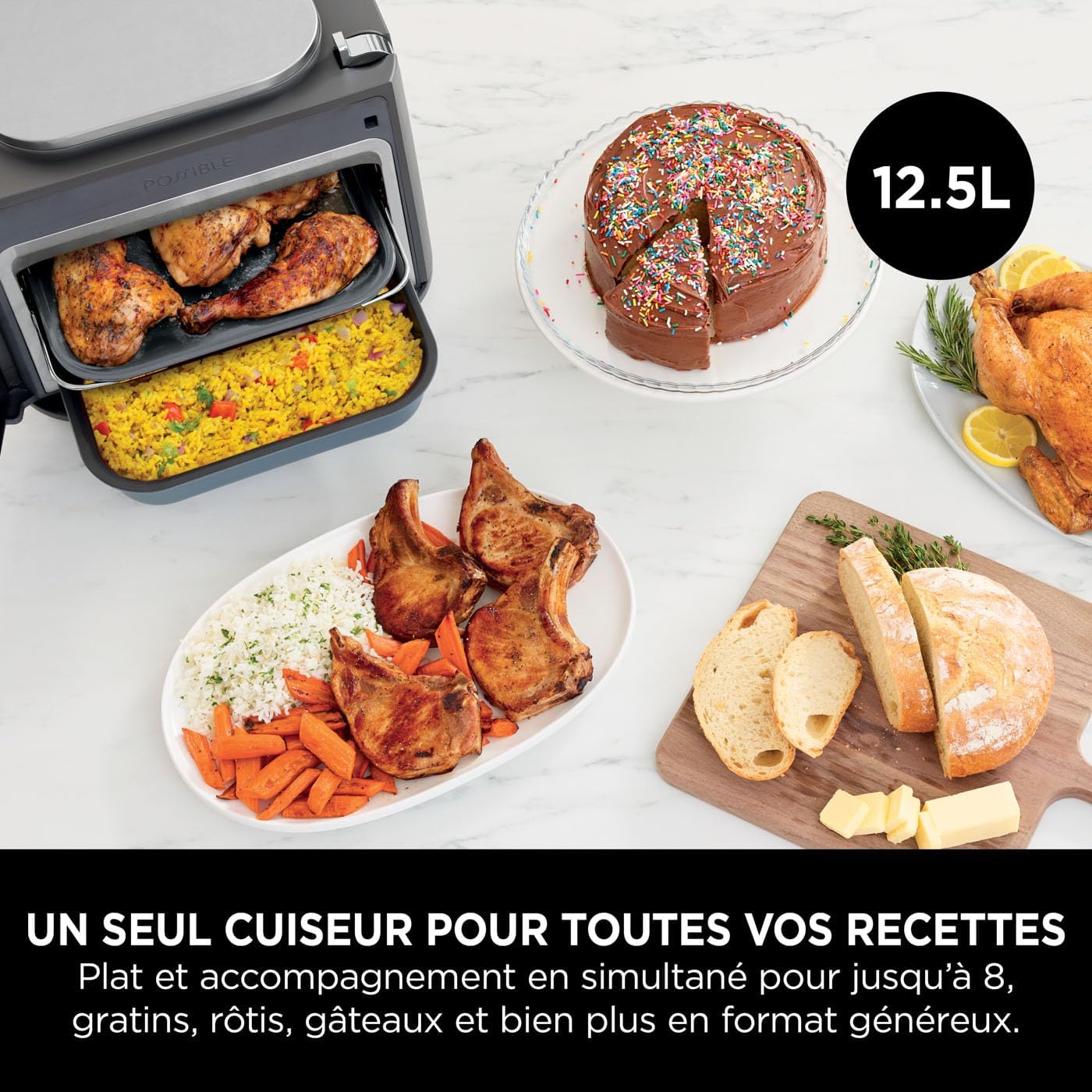 Ninja Combi 12-en-1 Multicuiseur, Four, Autocuiseur et Friteuse sans huile, 12 Fonctions de Cuisson, Repas de Taille Familiale en 15 Minutes, avec Plateau de Cuisson, Guide de Recettes, Gris, SFP700EU