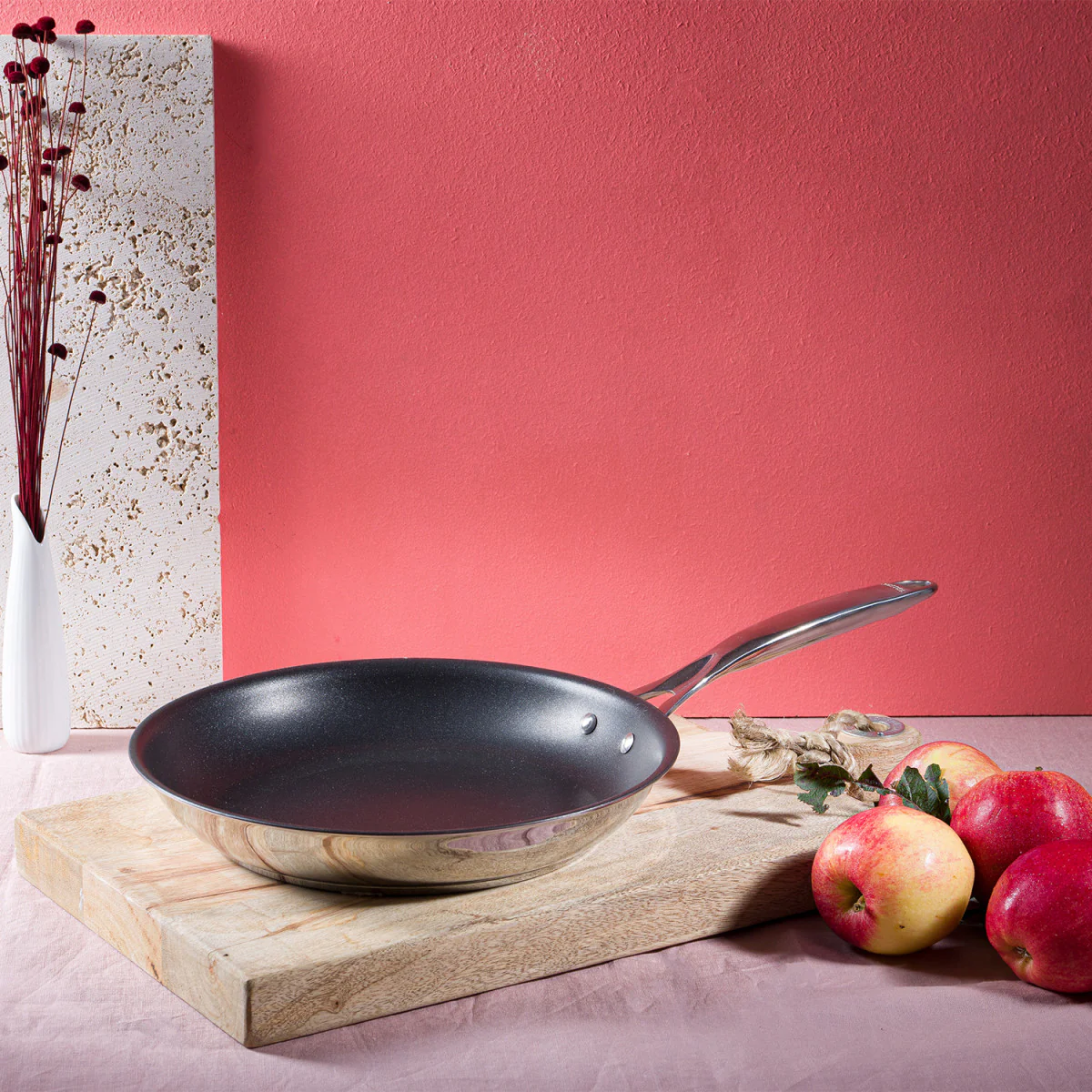 Poêle inox anti-adhésif Exceliss+ Castel'Pro fixe 32cm Cristel