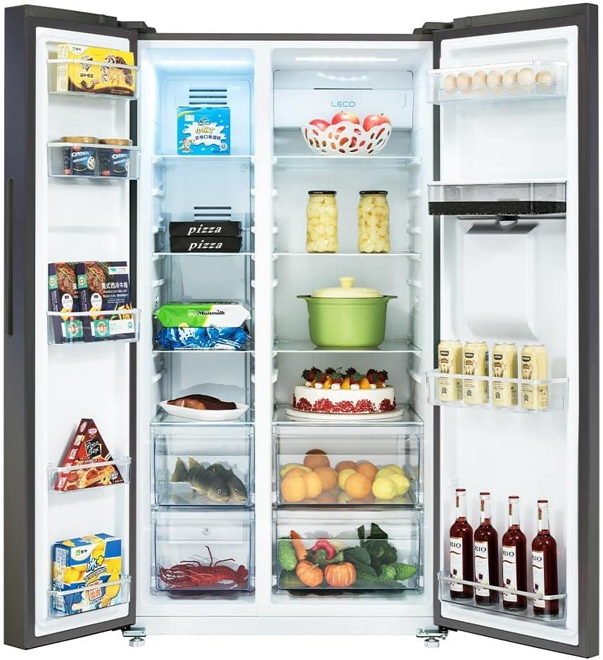 CHIQ Réfrigérateur autoportant 317L à Inverter, 322 l, sans givre, flux d'air multiple, congélation rapide, électronique tactile, compresseur avec garantie de 12 ans, efficacité améliorée, noir