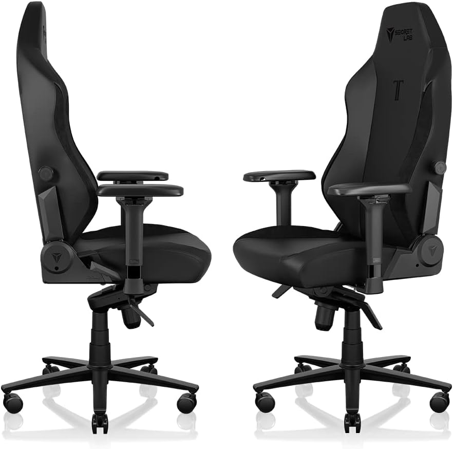 Secretlab Chaise Gaming Titan Evo Black - Ergonomique, Confortable et Inclinable avec Accoudoirs 4D, Appui-Tête Magnétique et Support Lombaire Intégré à 4 Directions - Noir - Similicuir