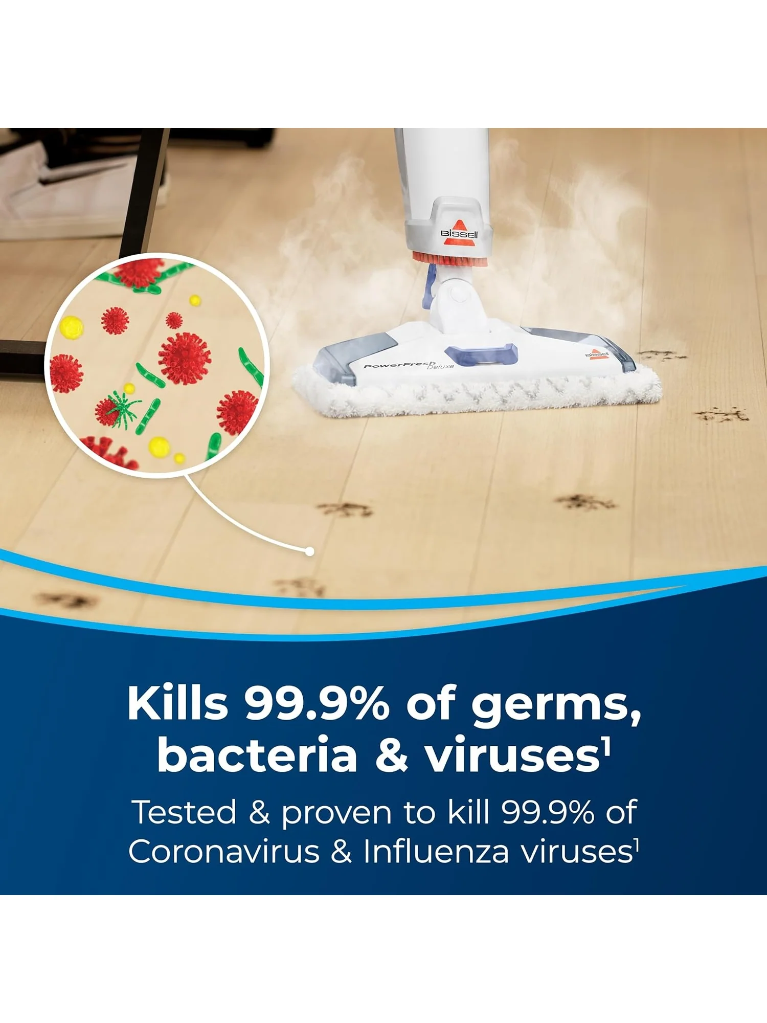 Bissell Steam Mop, Steamer, Tile, Hard Wood Floor Cleaner, 1806, Sapphire Powerfresh Deluxe