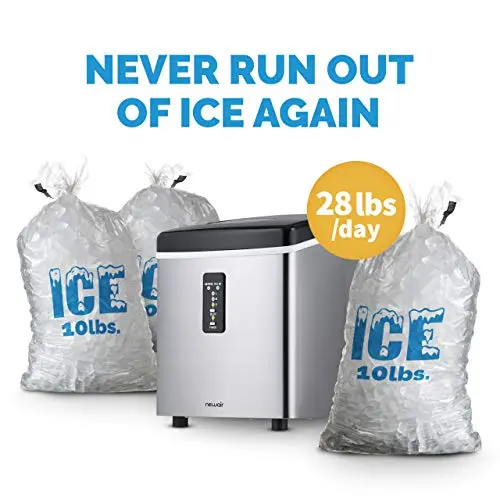 NewAir Counter Top Ice Maker Machine (Black), Compact Automatic Ice Maker, Cubes Ready in 6 Minutes, 28 Pounds in 24 Hours - Perfect for Home/Kitchen/Office/Bar