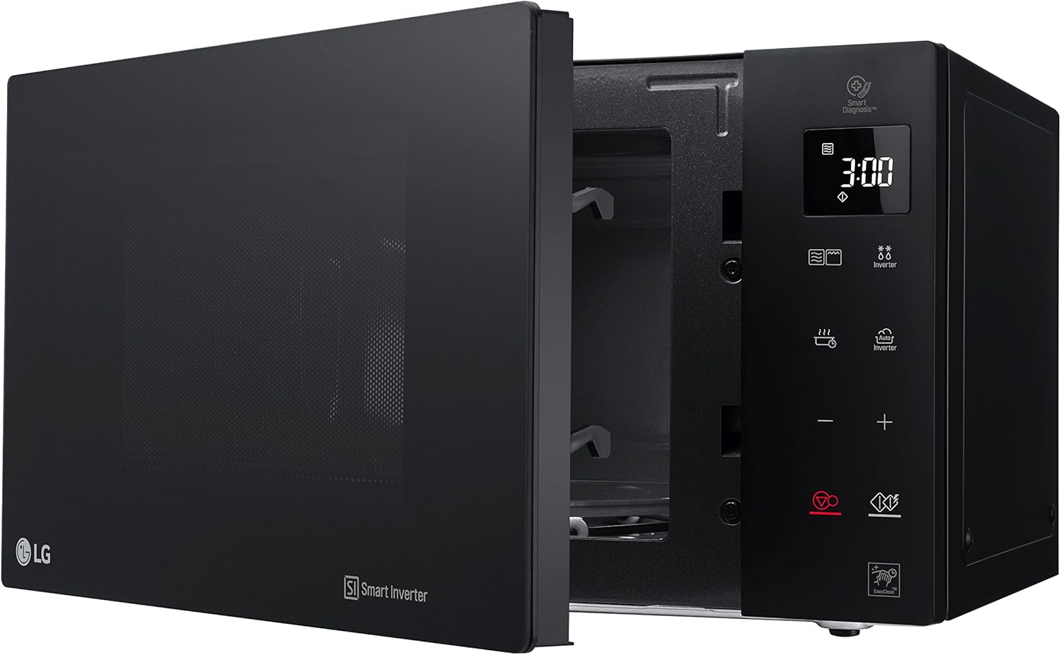 LG MH6535GIS Mikrowelle mit   Inverter Technologie & Quarz Grill, 25 Liter Kapazitt, 1000 W, Automatikprogramme, einstellbare Leistungsstufen für optimales Garen und EasyClean-Funktion, Schwarz