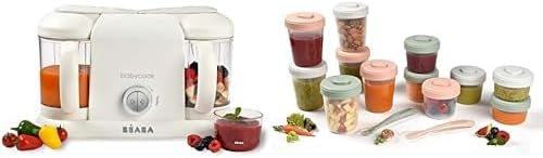 BÉABA, Babycook Duo Robot Bébé 4 en 1 Mixeur-Cuiseur, Cuisson Vapeur rapide 15min , Diversification alimentaire, Petits pots bébé maison, Contenance XXL 2200 ml, Noir