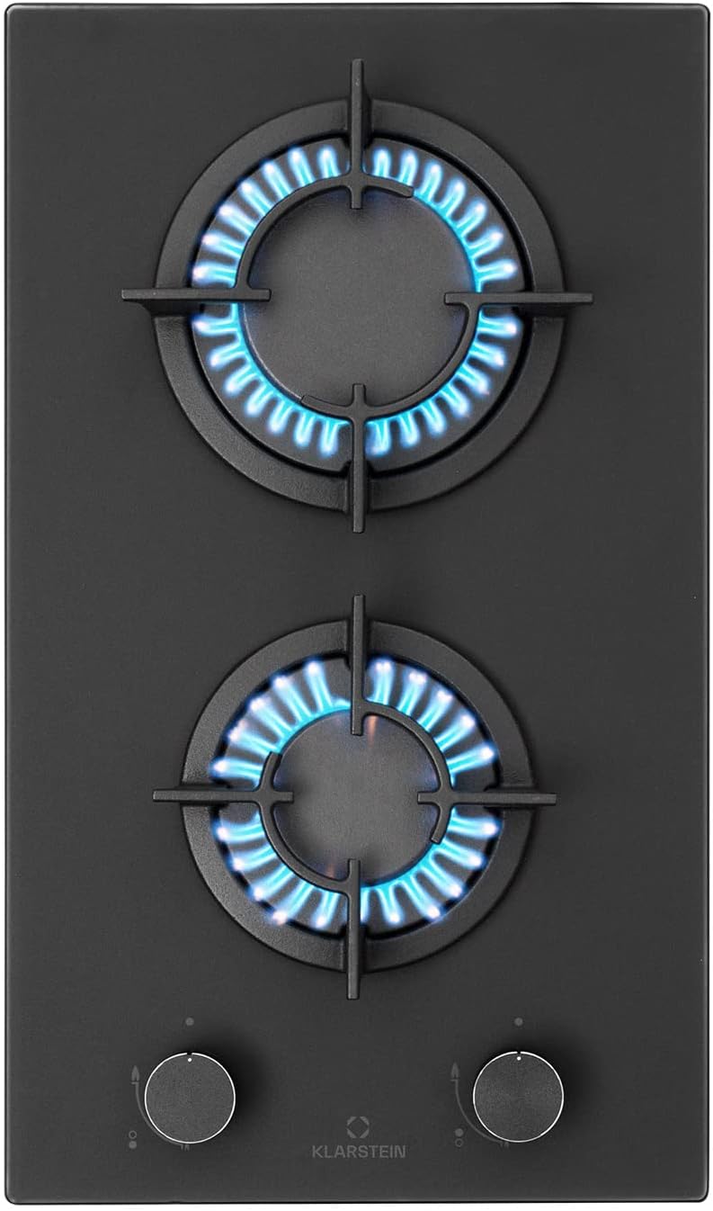 Klarstein Table de Cuisson à Gaz, Plaque de Cuisson Gaz à 4 Brûleurs, Table de Cuisson Electrique à 4 Feux de 8000W, Cuisiniere Gaz, Gaziniere Gaz avec Brûleurs en Acier Inoxydable, Cuisinières GPL