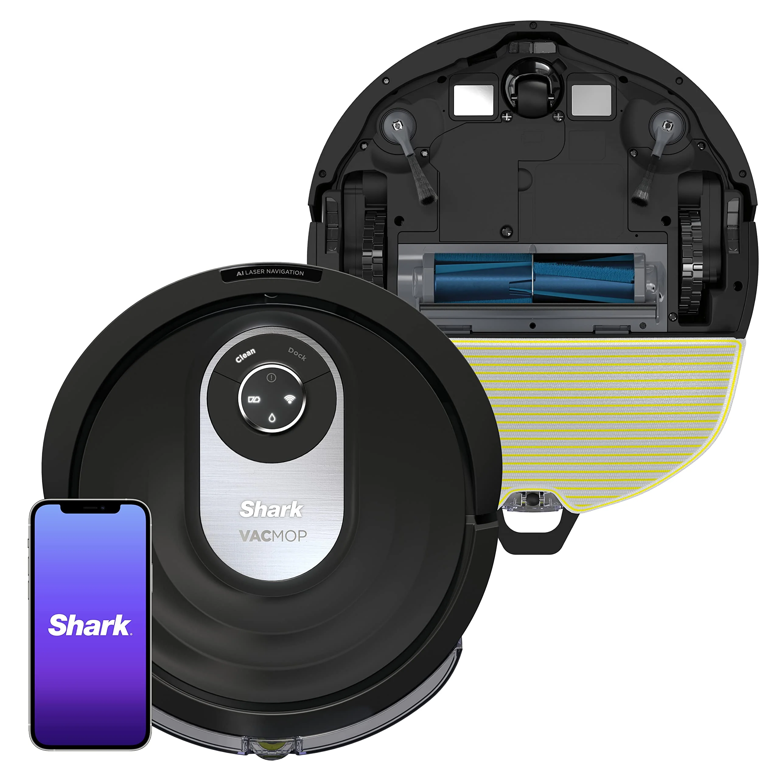 Shark AI Robot Vacuum & Mop, with Home Mapping, Perfect for Pets, Wifi, Works with Alexa, Black/Gold (AV2001WD)