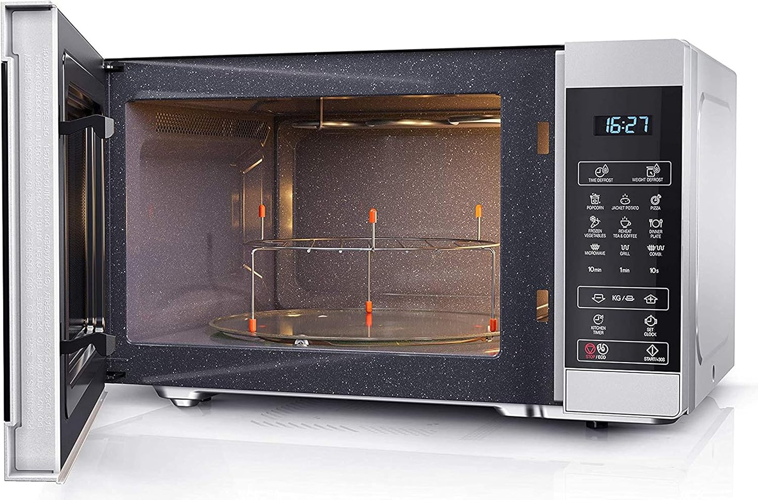 Sharp YC-MS51EB Micro-ondes sans grill de 25 litres, contrôle numérique, micro-ondes: 900 W, 5 niveaux de puissance micro-ondes, plaque tournante, serrure enfant, fonction ECO, couleur noire.