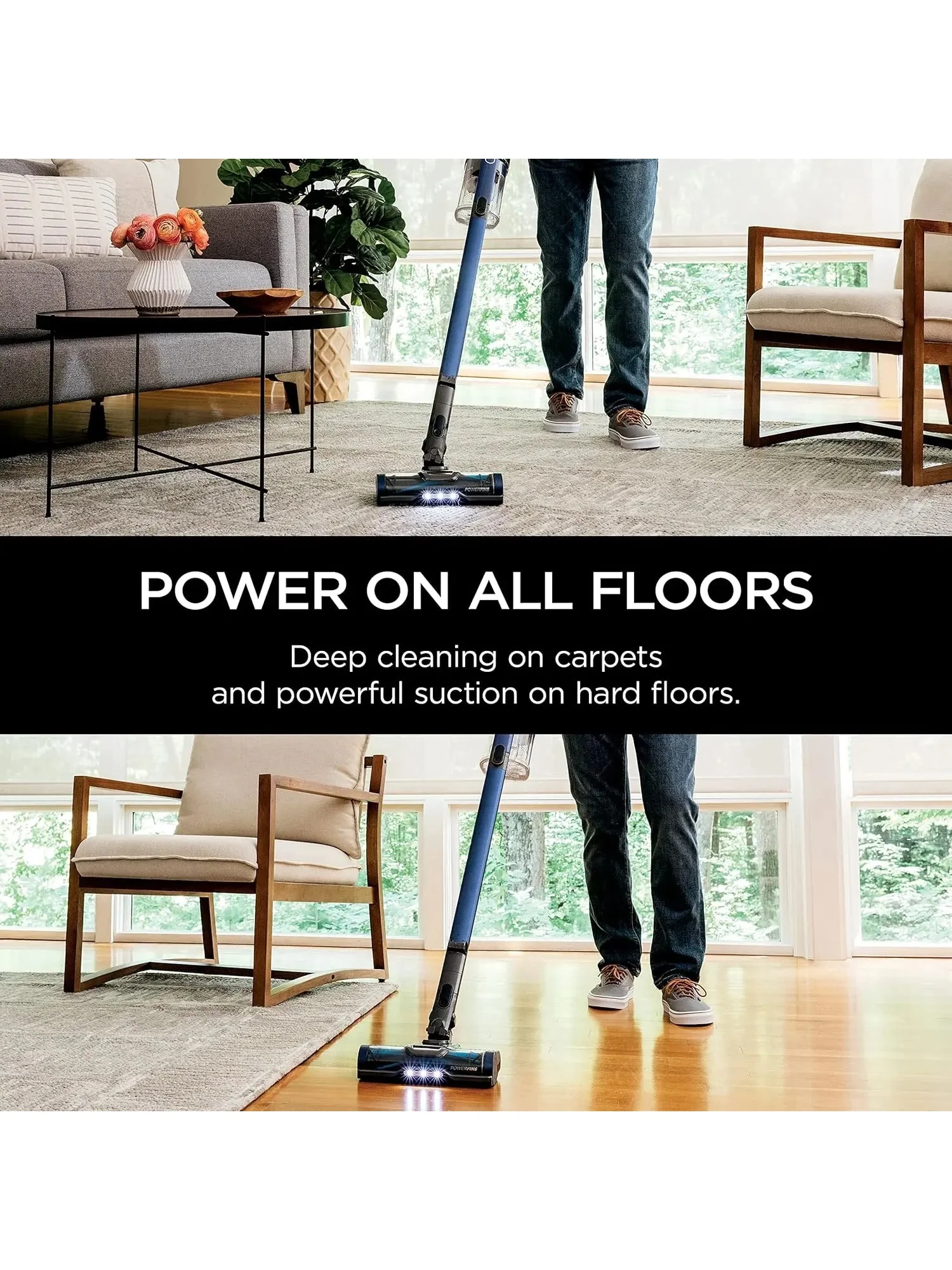 Shark IZ363HT Anti-Allergen Pet Power Cordless Stick Vacuum Self-Cleaning Brushroll, PowerFins, Removable Handheld, Crevice Tool, Dusting Brush, 50min Runtime, Blue