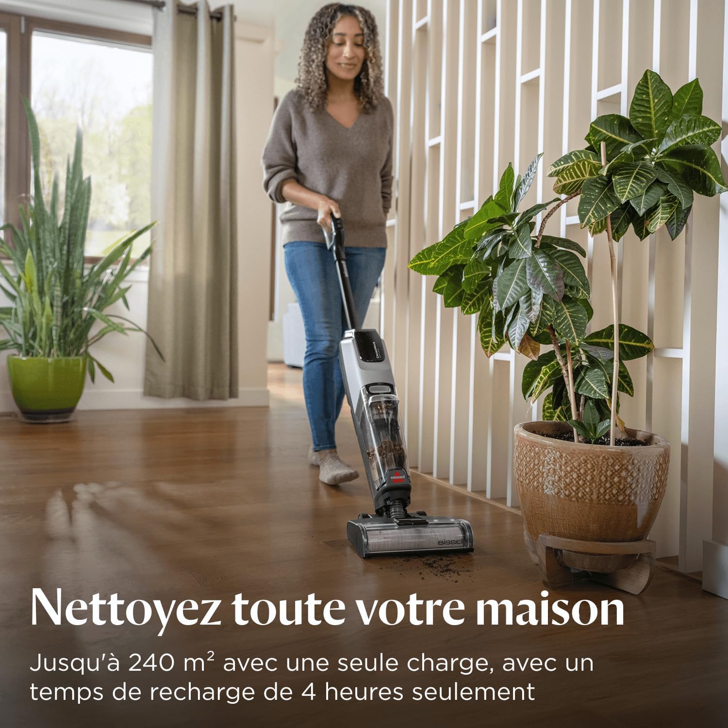 Bissell CrossWave OmniForce, Aspirateur Balai Laveur sans Fil, Aspire & Lave en Même Temps ou Mode Aspiration Uniquement, Nettoyeur Puissant, Nettoyeur a Eau pour Multi-Surfaces, 240m², 3912N