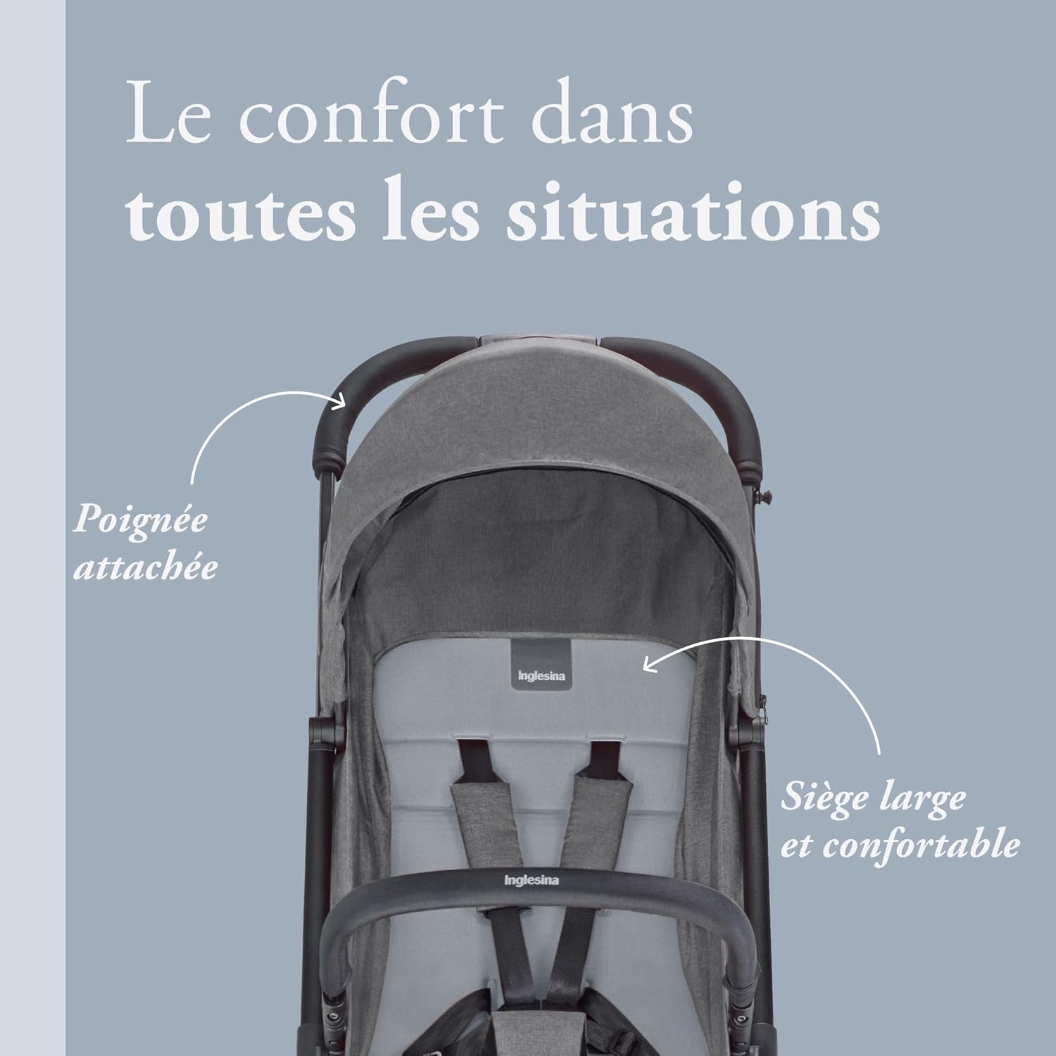 Inglesina Sketch Poussette Légère et Compacte, Bleu, Confortable, jusqu'à 17kg, Pliage à une main, UPF 50+