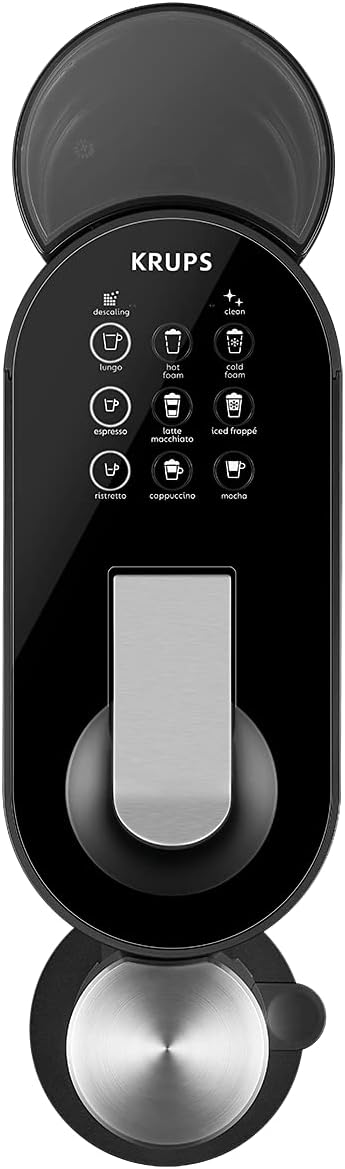 Krups Machine à Café Nespresso Atelier XN8908 - Système de Mousse de Lait - Réservoir d'eau de 1 l - Avec Tasses en Verre Nespresso + Capsules - Pression 19 Bar - Noir/Argenté