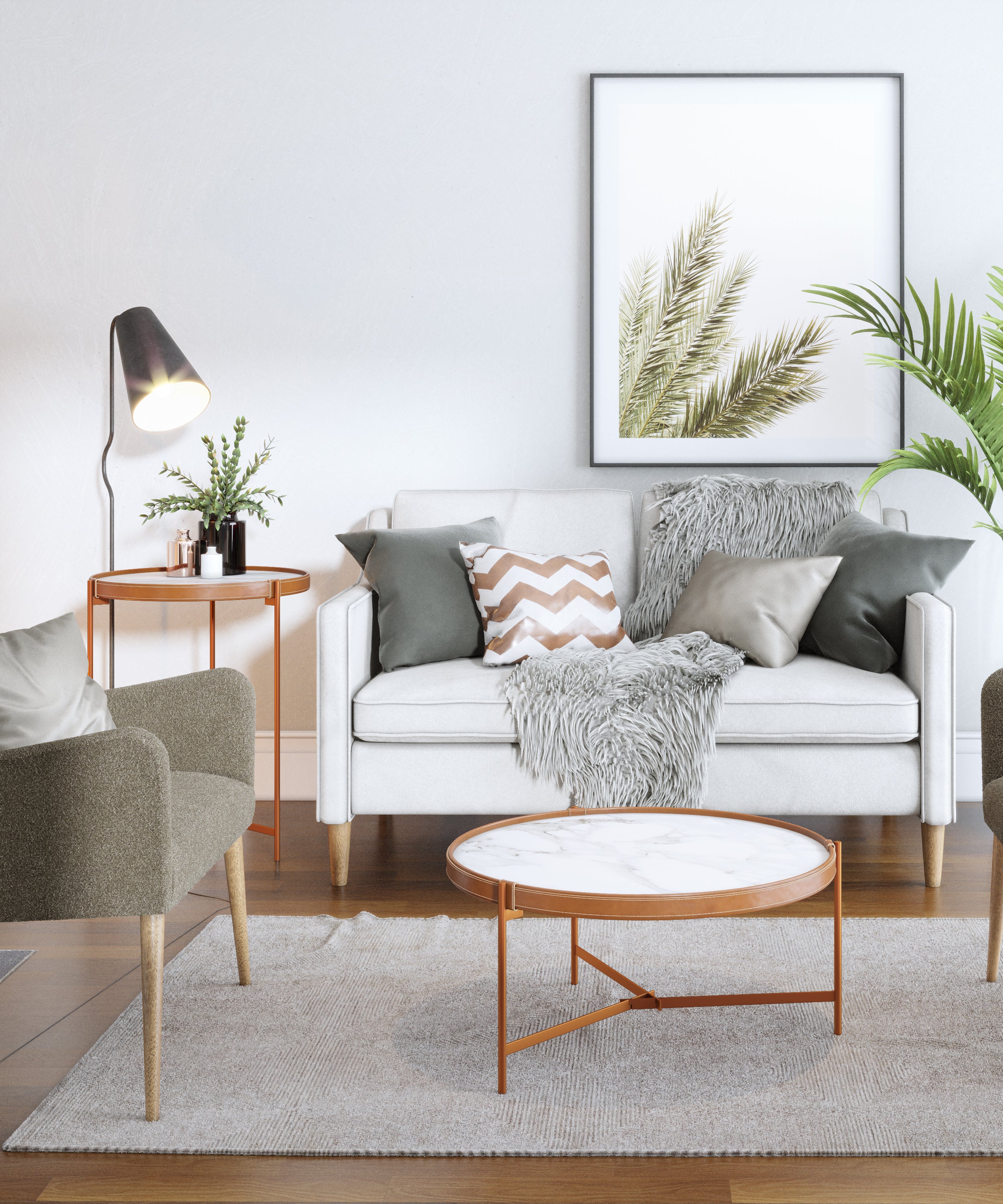 TABLE MESA AQUA CENTRO(P) MARMORE WHITE/COBRE 6809