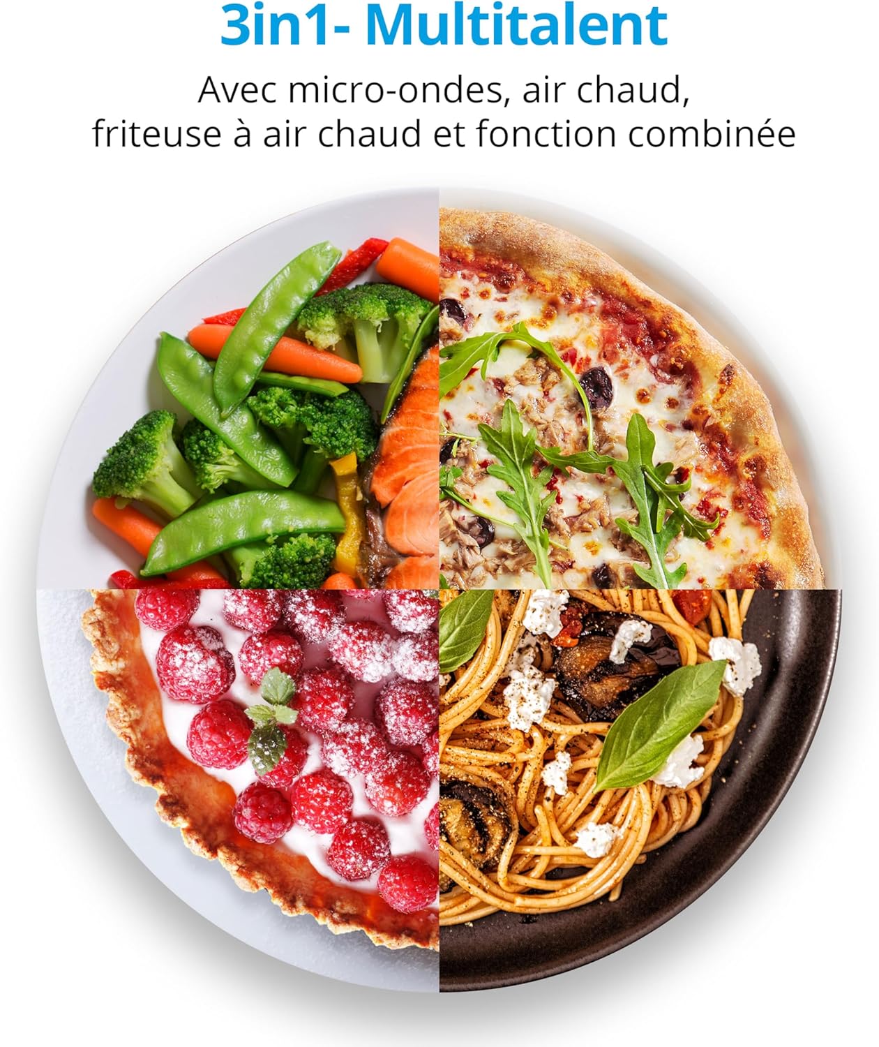 MEDION Micro-onde avec air fryer (Friteuse sans huile à air chaud integrée, 25L, 900W, 1500 W air chaud, 10 programmes automatiques, 10 niveaux de puissance, mode décongeler, MD11499) noir