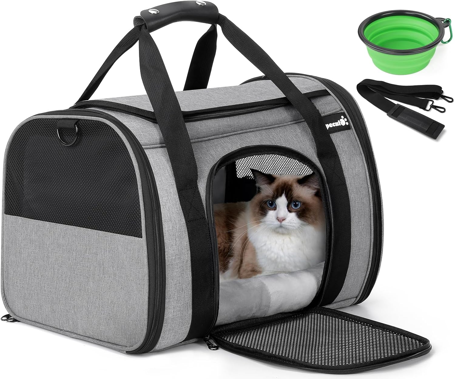 Pecute Sac de Transport pour Animal Domestique, Tissu en Maille Respirant, Convient pour Les Voyages, utilisé pour Chien, Les Chats et Les Chiots de Moins de 6 kg