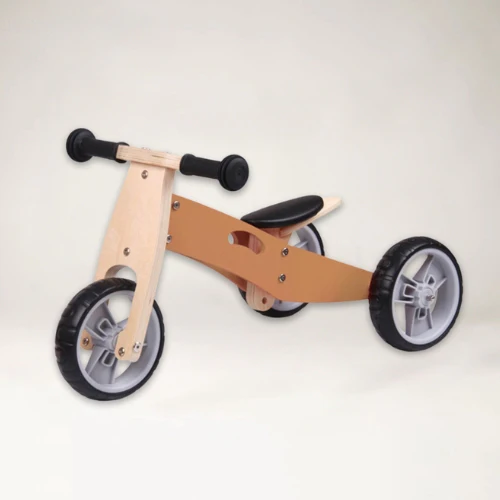 Tricycle 2-en-1 Transformable en Draisienne en Bois - Enfant 1-3 ans