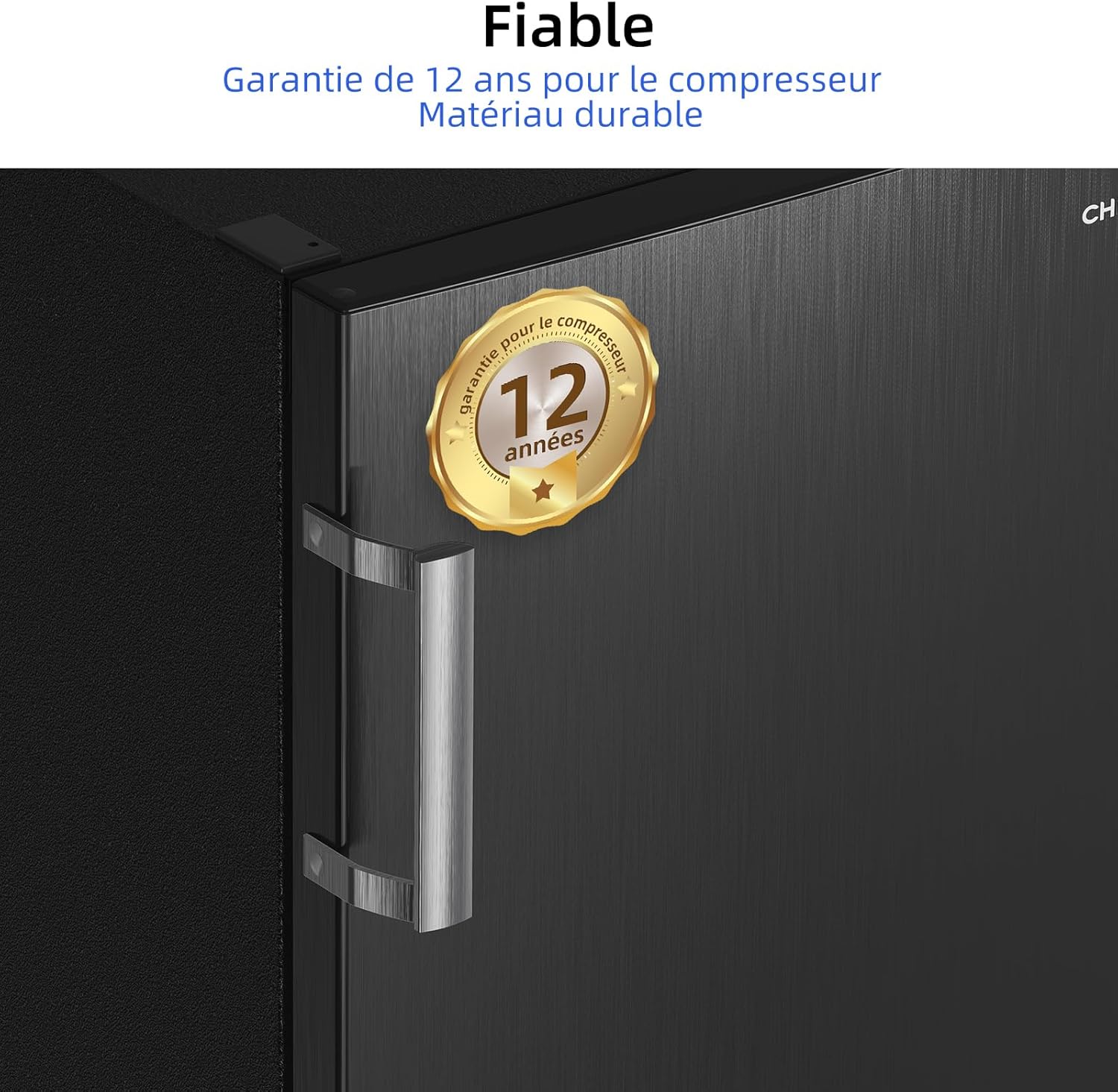 CHiQ Congélateur armoire avec une capacité de 145L, Congélation rapide, Thermostat réglable, Silencieux, Porte réversible, Noir, Classe énergétique E FSD160D4E