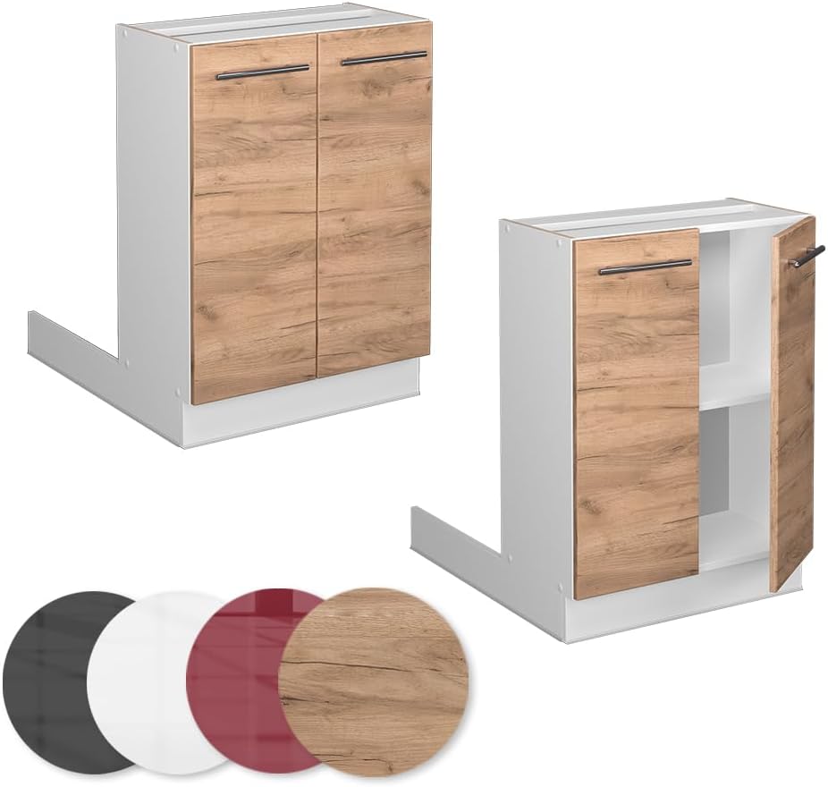 Vicco Meuble pour Four Fame-Line, Blanc Haute Brillance/Blanc, 60 cm avec étagères Ouvertes