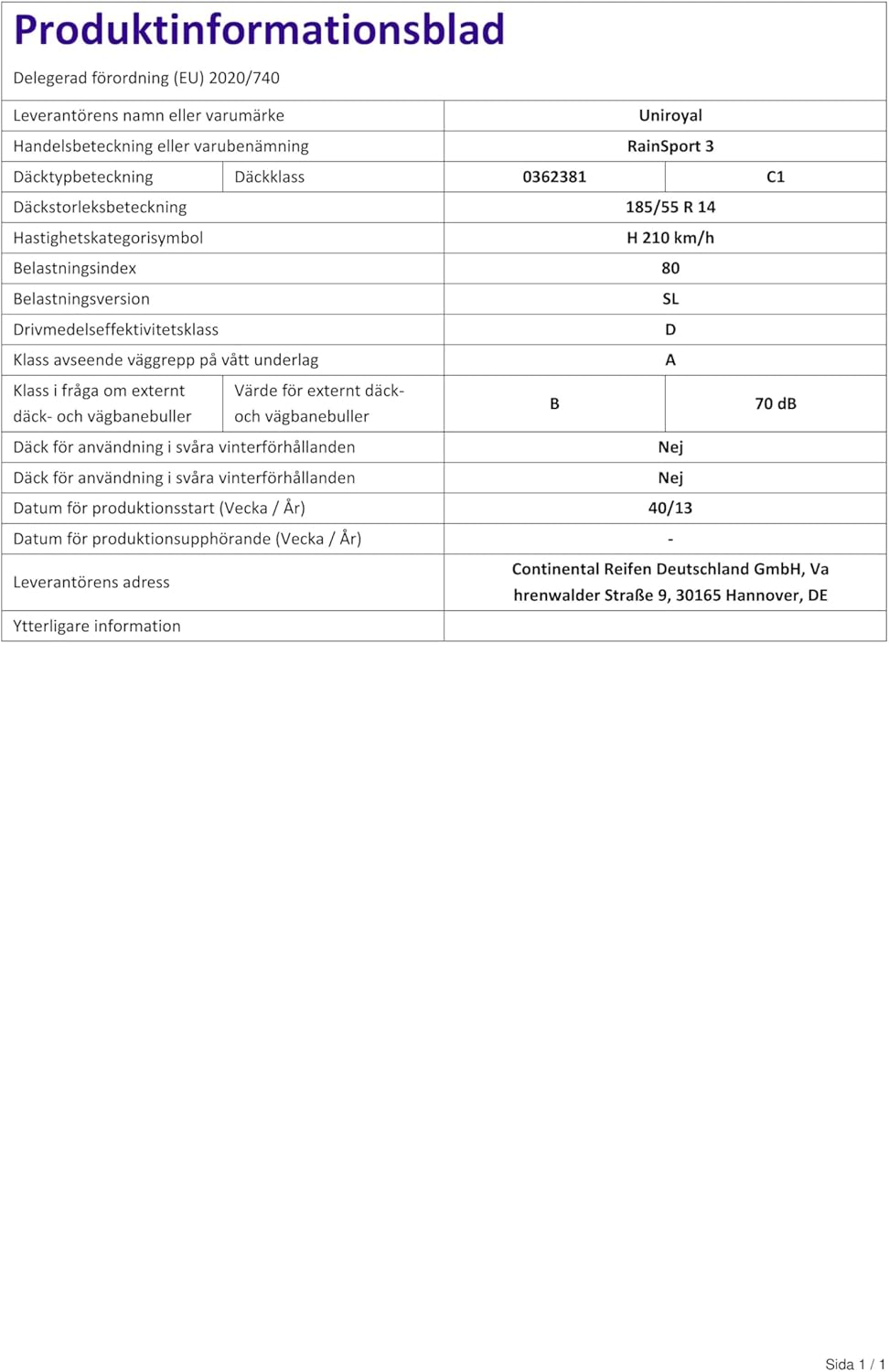 Uniroyal RainSport 3 FR - 225/45R17 91V - Pneu té