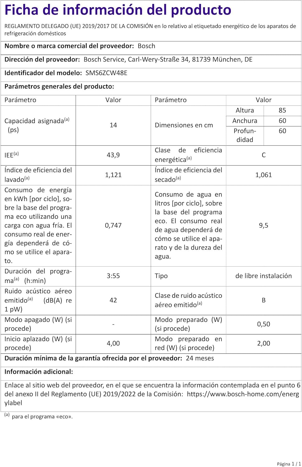 Bosch SMS2ITI12E - Série 2, Lave-vaisselle pose libre - 60cm - Home Connect - 12 couverts - Moteur EcoSilence - Inox