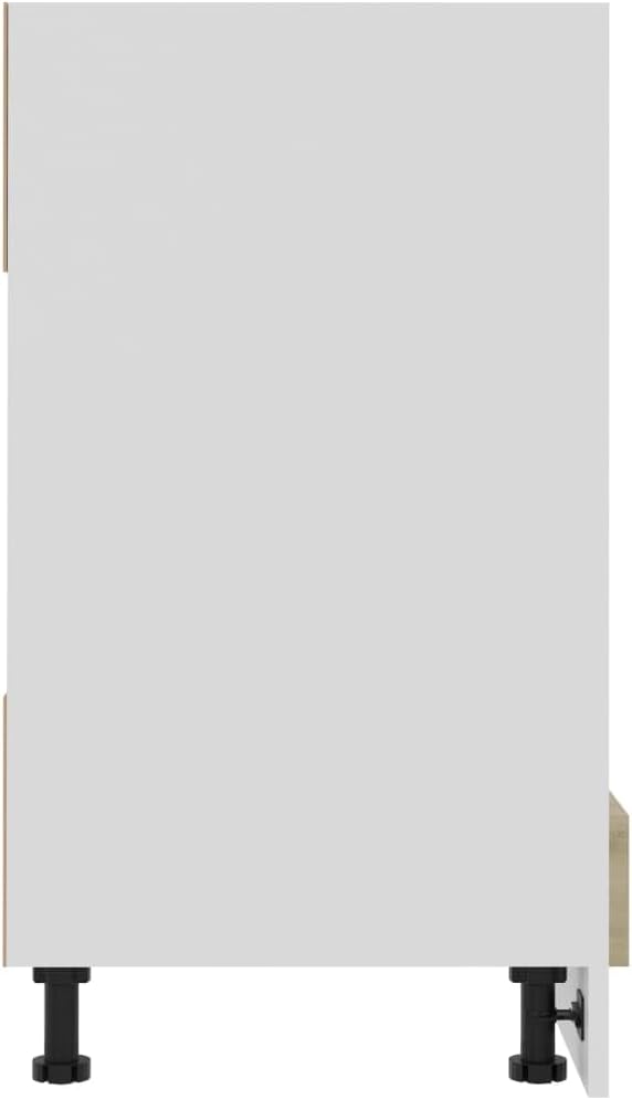 vidaXL Armoire à Micro-Ondes Placard Armoire de Rangement Meubles de Cuisine avec 4 Etagères Intérieur Maison Gris Béton 60x57x207 cm Aggloméré