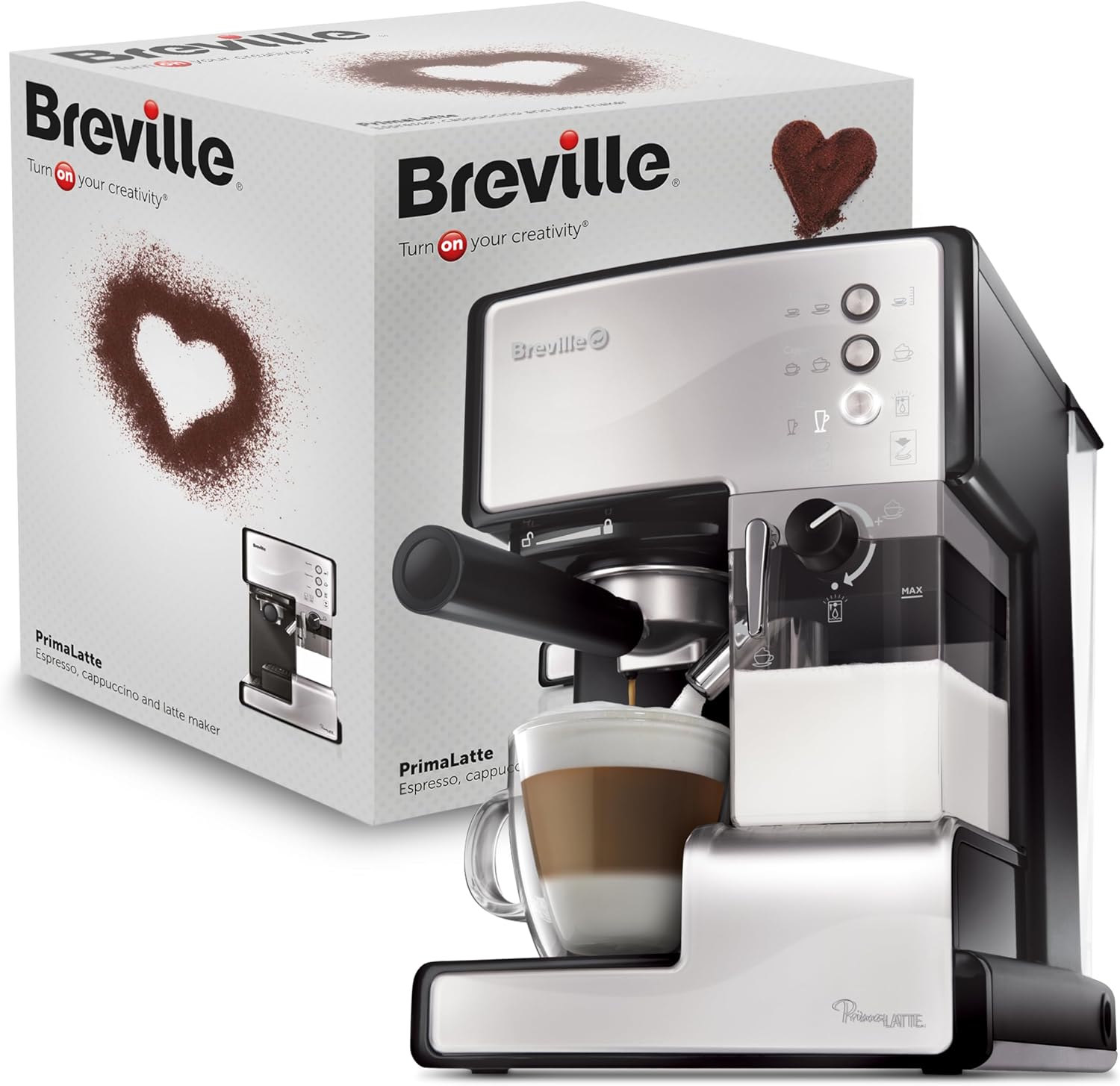 Breville Prima Latte 3-in-1 machine à café espresso, latte et cappuccino | pompe professionnelle 15 bars et mousseur à lait | rouge