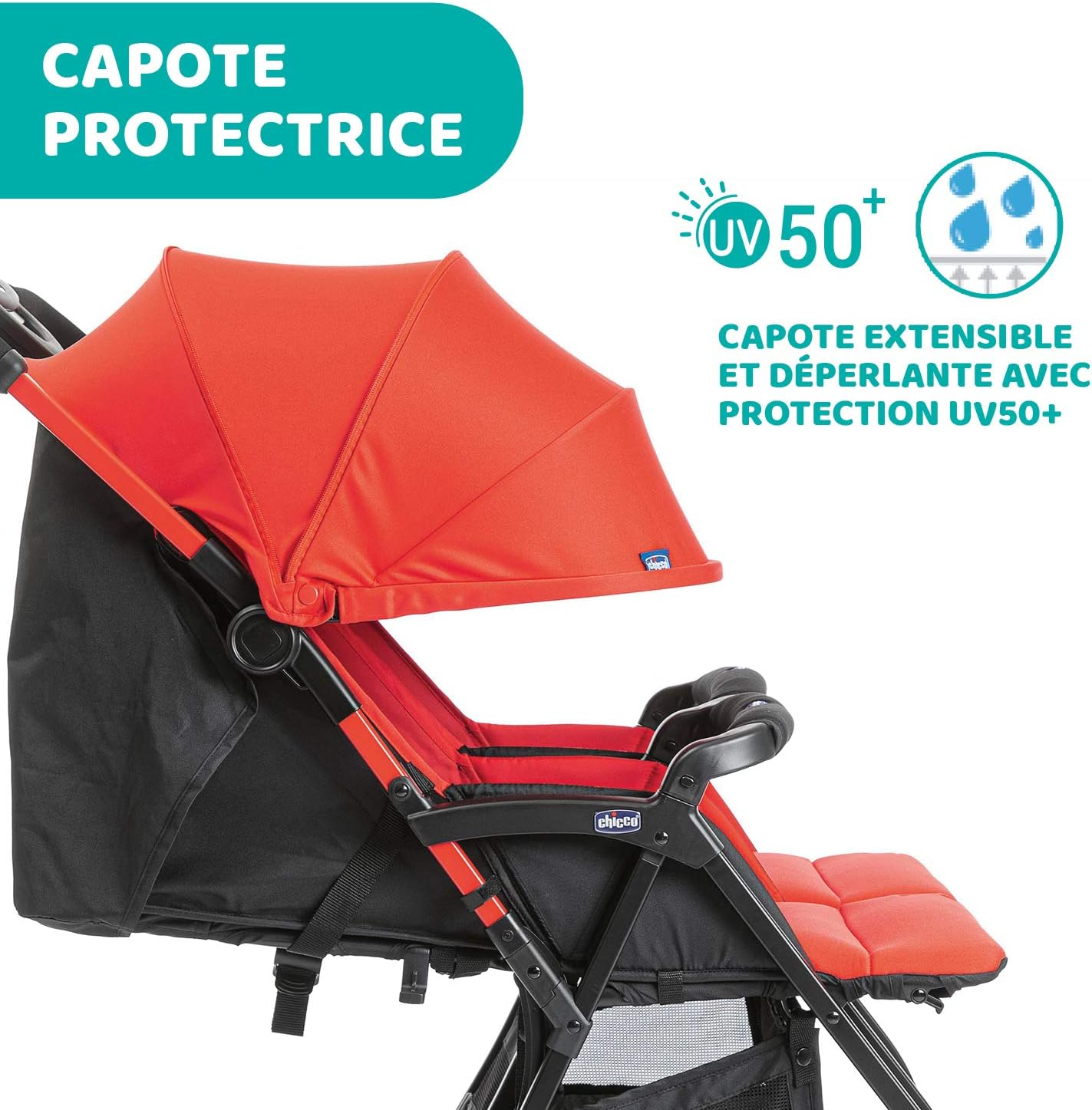 Chicco OHlalà Poussette Canne Double, Légère Inclinable et Pliable, Poussette pour Jumeaux de la Naissance à 15 kg, Fermeture Compacte, Inclus une Housse de Pluie, Capote Extensible - black night