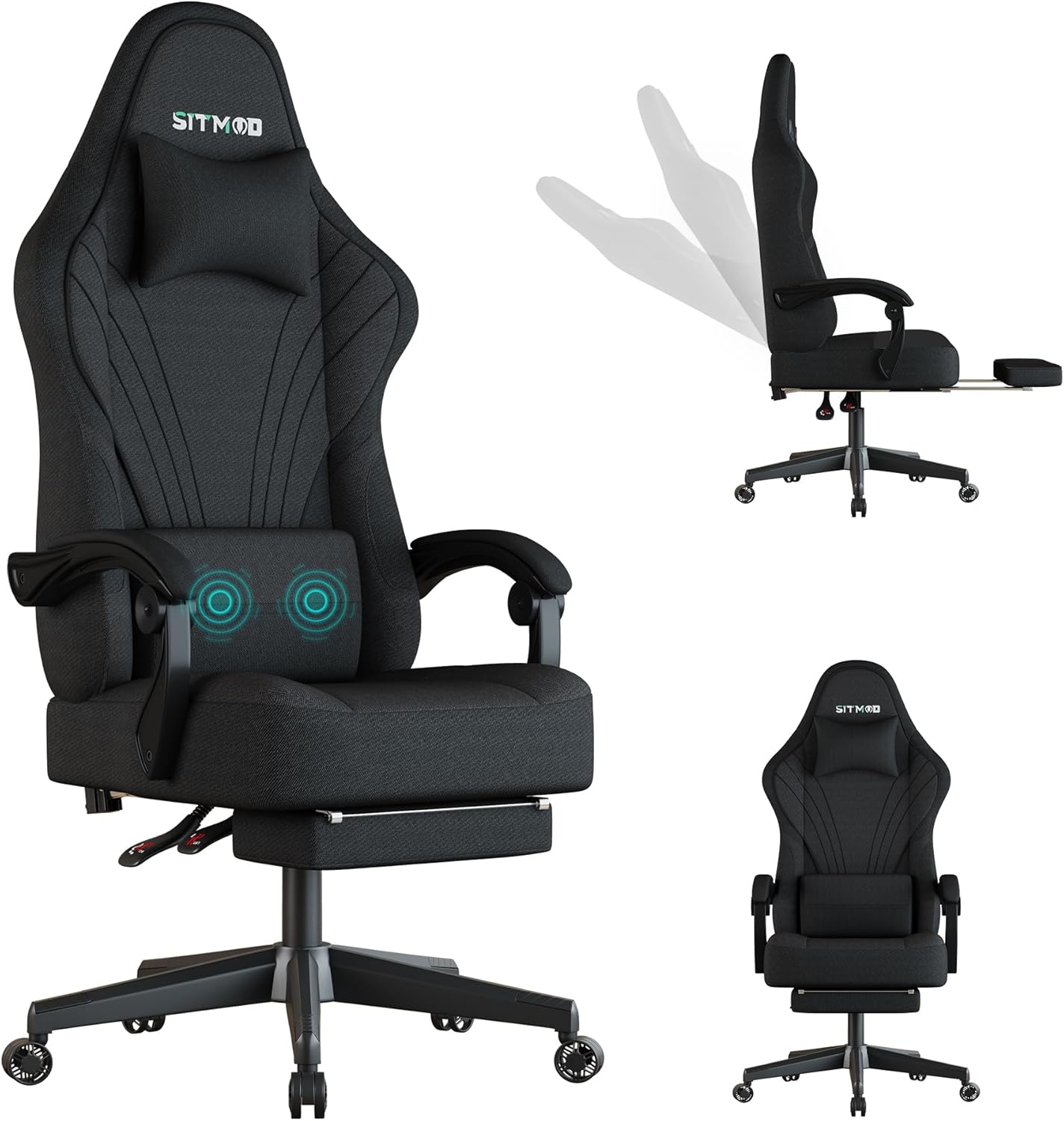 Ulody Chaise Gaming Ergonomique, Fauteuil de Bureau Pivotant, Dossier Haut, Siege Gamer avec Appui-tête et Soutien Lombaire Ajustables, Chaise de Jeu avec Repose-Pieds(Gris)