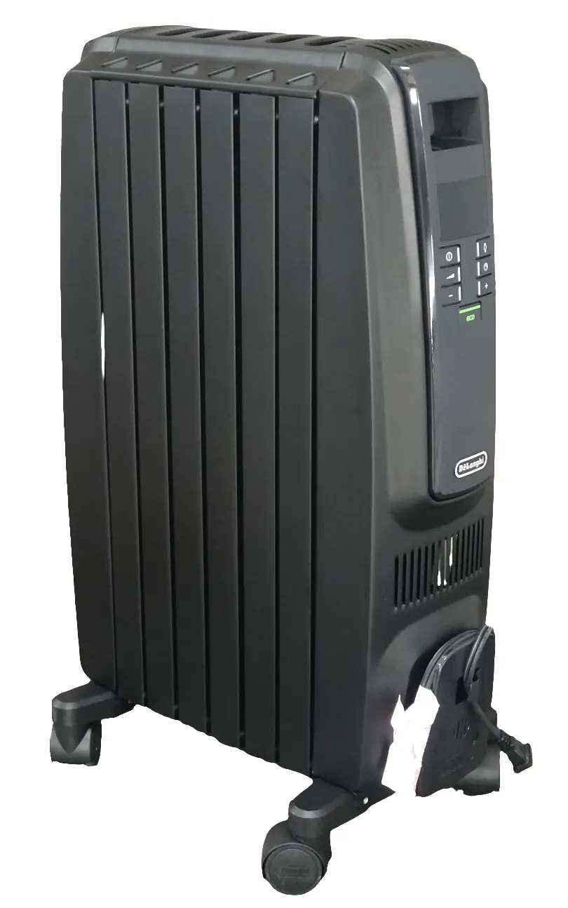 De'Longhi Oil-Filled Radiator Space Heater, Quiet 1500W, Adjustable Thermostat, 3 Heat Settings, Timer, Energy Saving, Safety Features, White, Dragon TRD40615EBKCA, Black