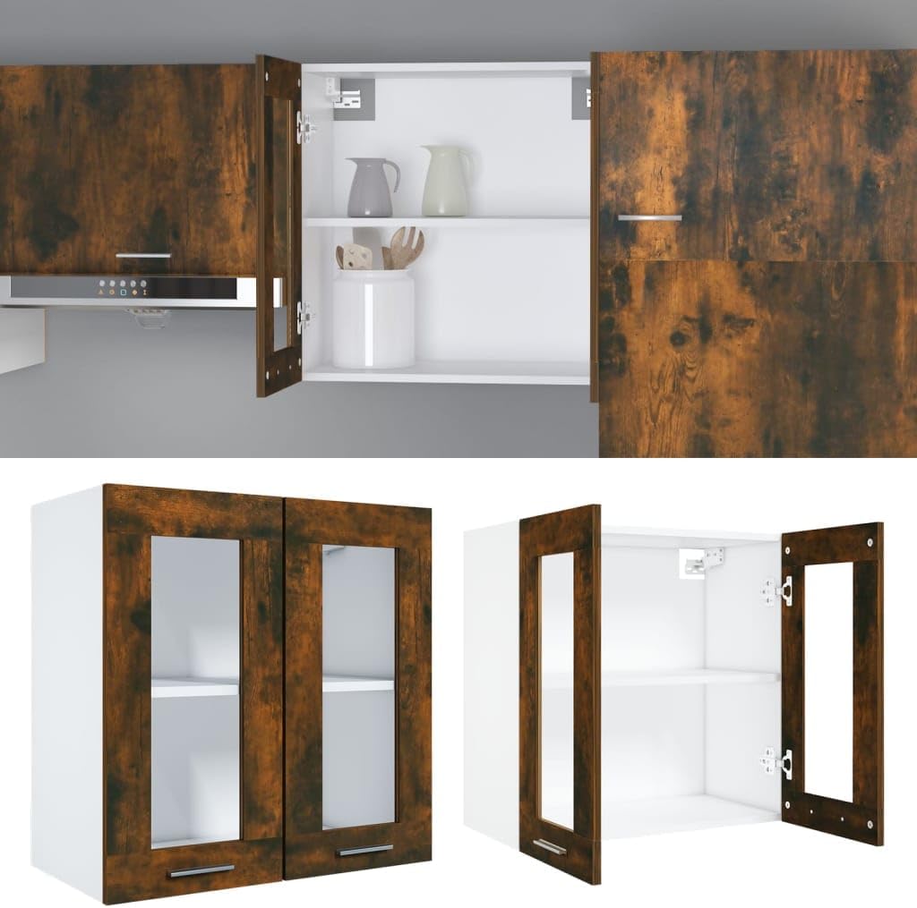 vidaXL Armoire à Micro-Ondes Placard Armoire de Rangement Meubles de Cuisine avec 4 Etagères Intérieur Maison Gris Béton 60x57x207 cm Aggloméré