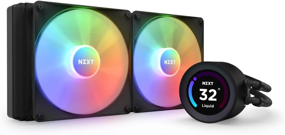 NZXT Kraken Elite 280 RGB - Refroidisseur de liquide CPU AIO - Radiateur 280mm - Ventilateur F280 RGB - IPS LCD 2,72 personnalisable - Turbine Pump - LGA 1700 1200 115X 1851 / AM5 AM4 - Noir