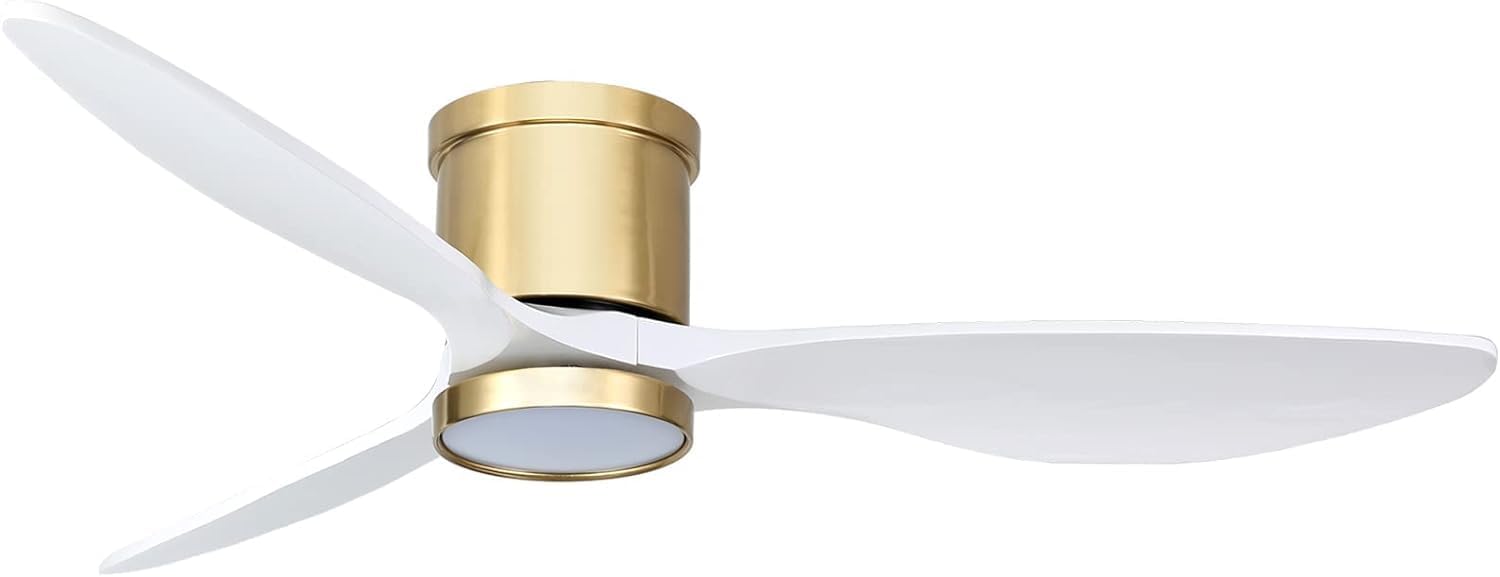 Ovlaim 132cm intérieur extérieur 3 pales hélice Smart ventilateur de plafond, Ventilateur de plafond en bois massif à moteur DC silencieux avect