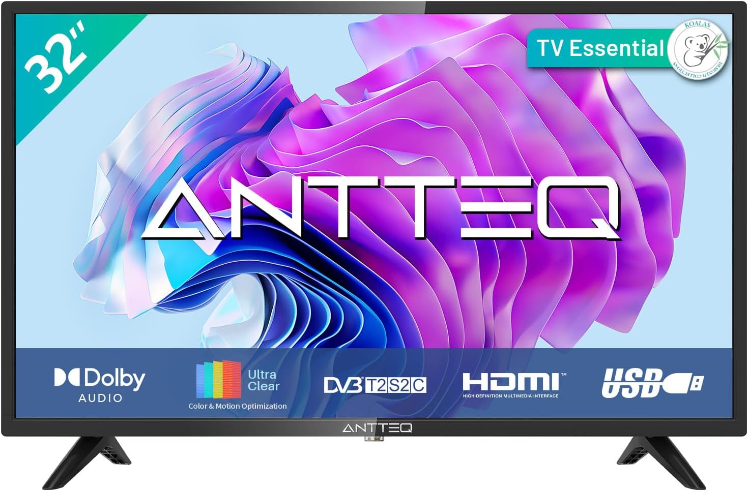 Antteq AB42D1 télévision 42 Pouces (TV 107 cm), Dolby Audio, LED, Triple Tuner DVB-C / T2 / S2, CI+, HDMI, Lecteur multimédia Via USB, Sortie Audio numérique, y Compris Mode hôtel