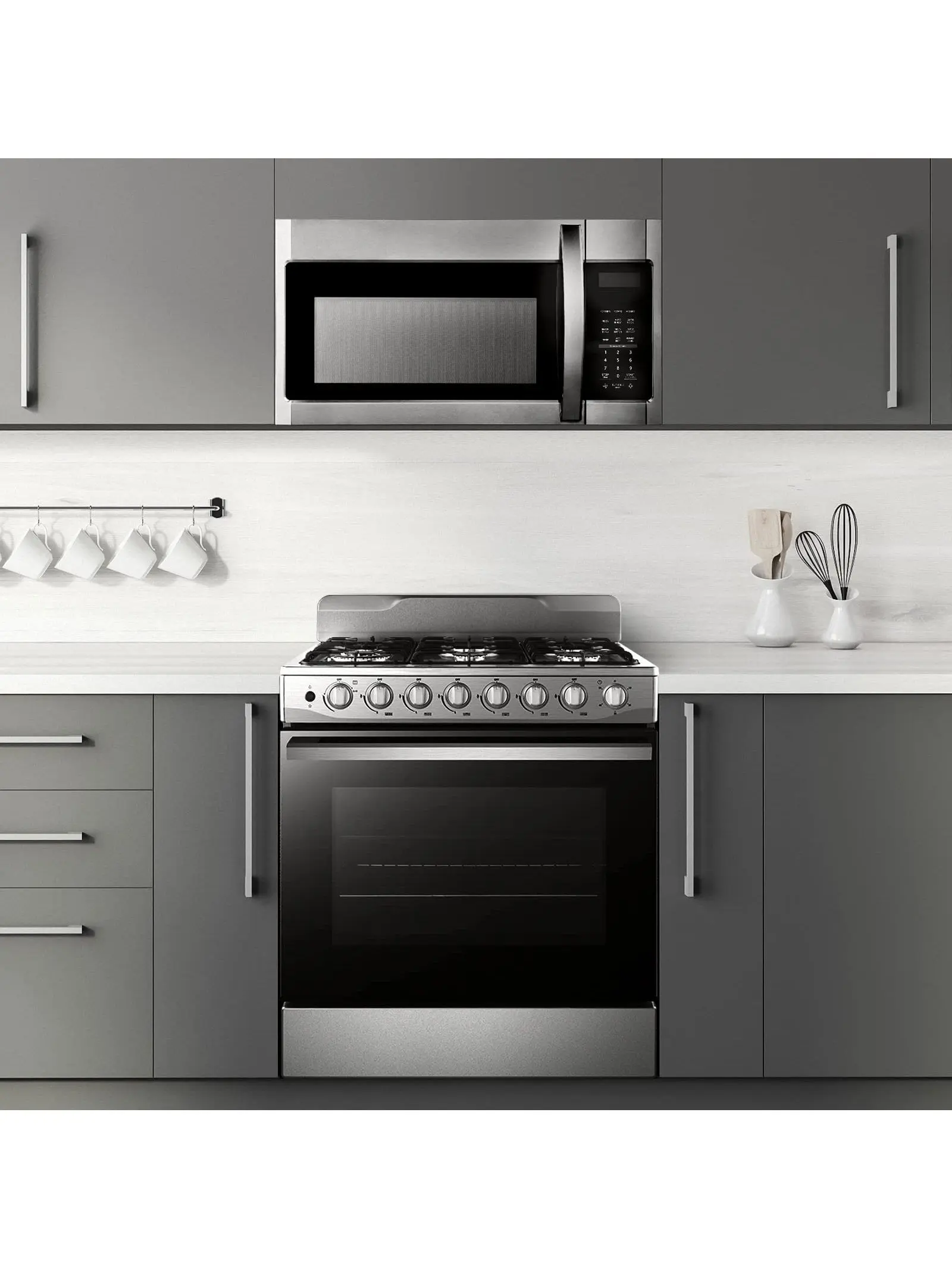 BLACK+DECKER Digital Microwave Oven with Turntable Push-Button Door, Child Safety Lock, Stainless Steel, 0.9 Cu Ft